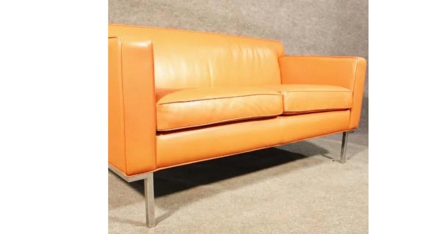 ikea orange leather sofa