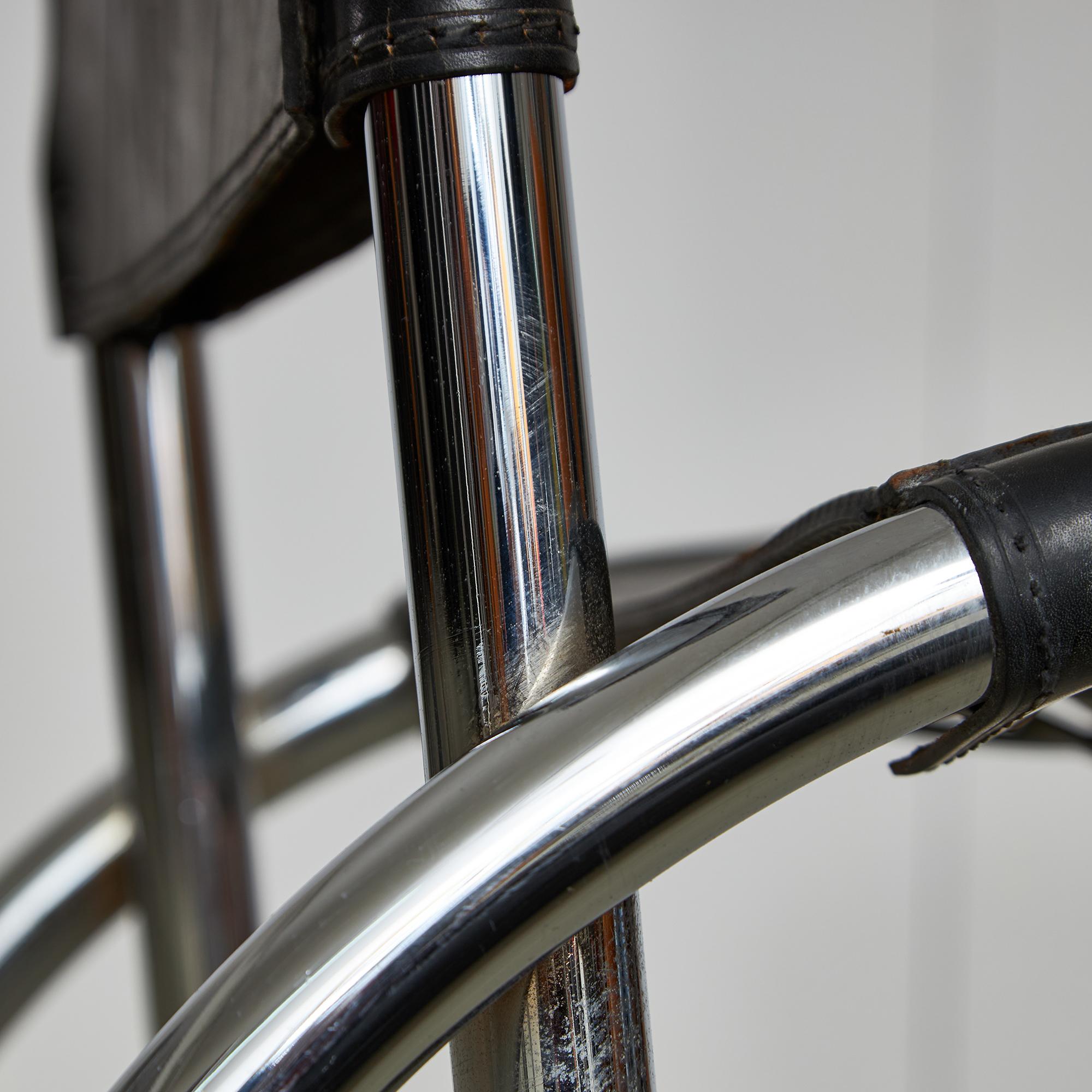 Chrome and Leather Medusa Chair Set by Alberto Bazzani, Studio Tetrarch, 1970s For Sale 5