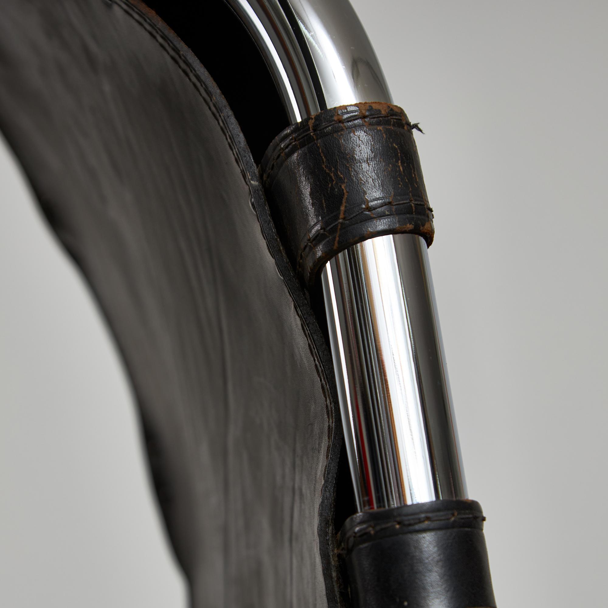 Chrome and Leather Medusa Chair Set by Alberto Bazzani, Studio Tetrarch, 1970s For Sale 6