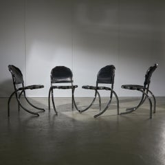 Chrome and Leather Medusa Chair Set by Alberto Bazzani, Studio Tetrarch, 1970s