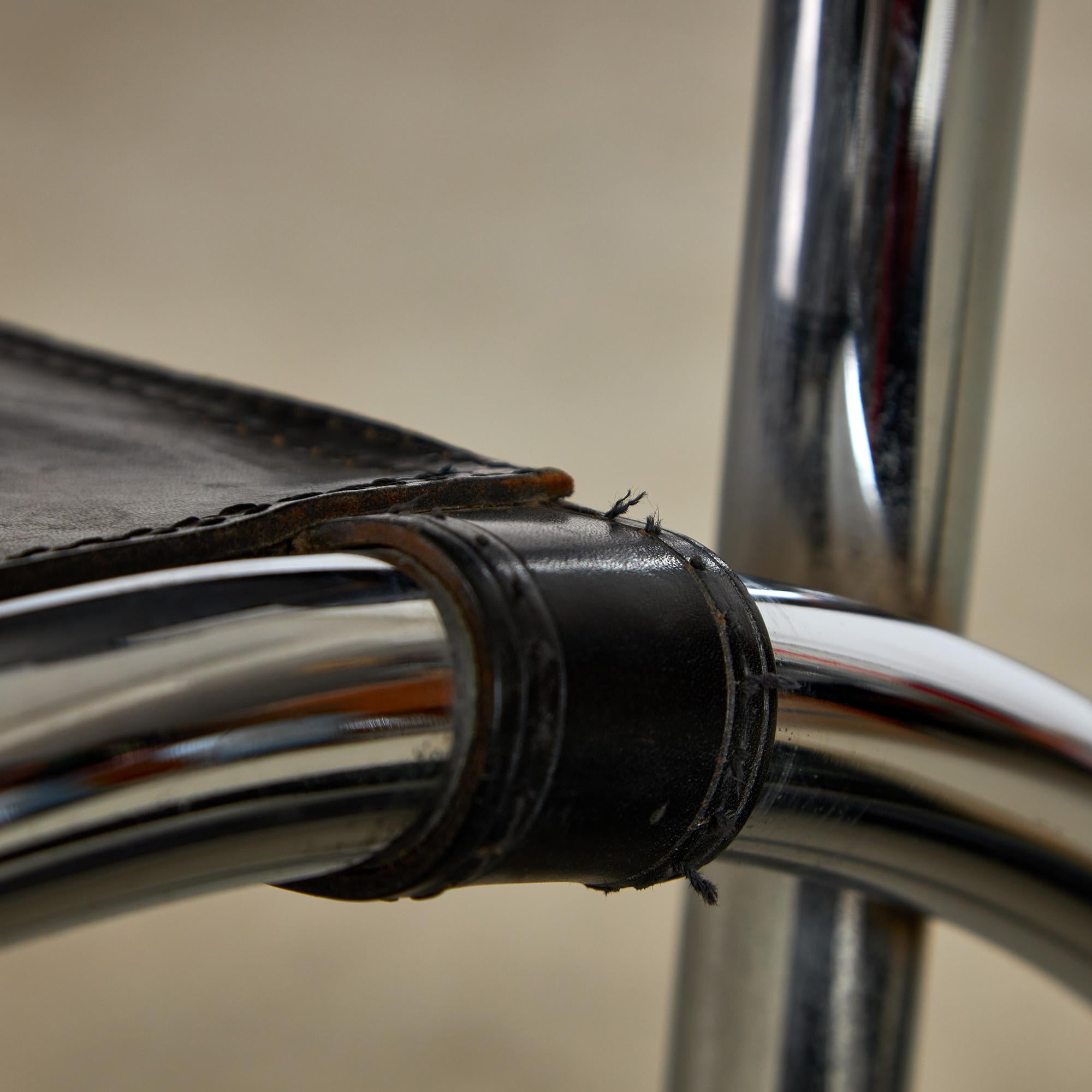 Chrome and Leather Medusa Chair Set by Alberto Bazzani, Studio Tetrarch, 1970s For Sale 15
