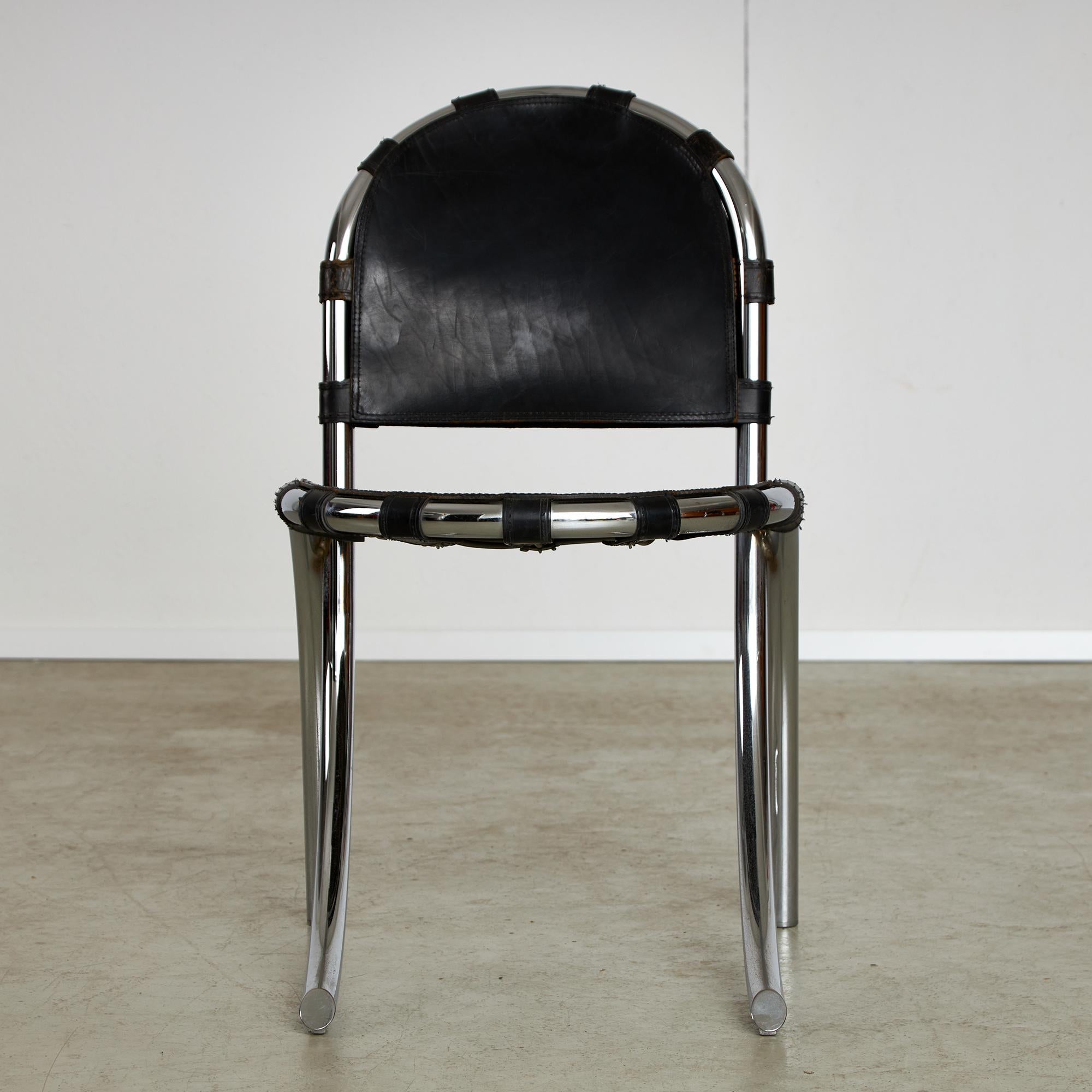 Late 20th Century Chrome and Leather Medusa Chair Set by Alberto Bazzani, Studio Tetrarch, 1970s For Sale