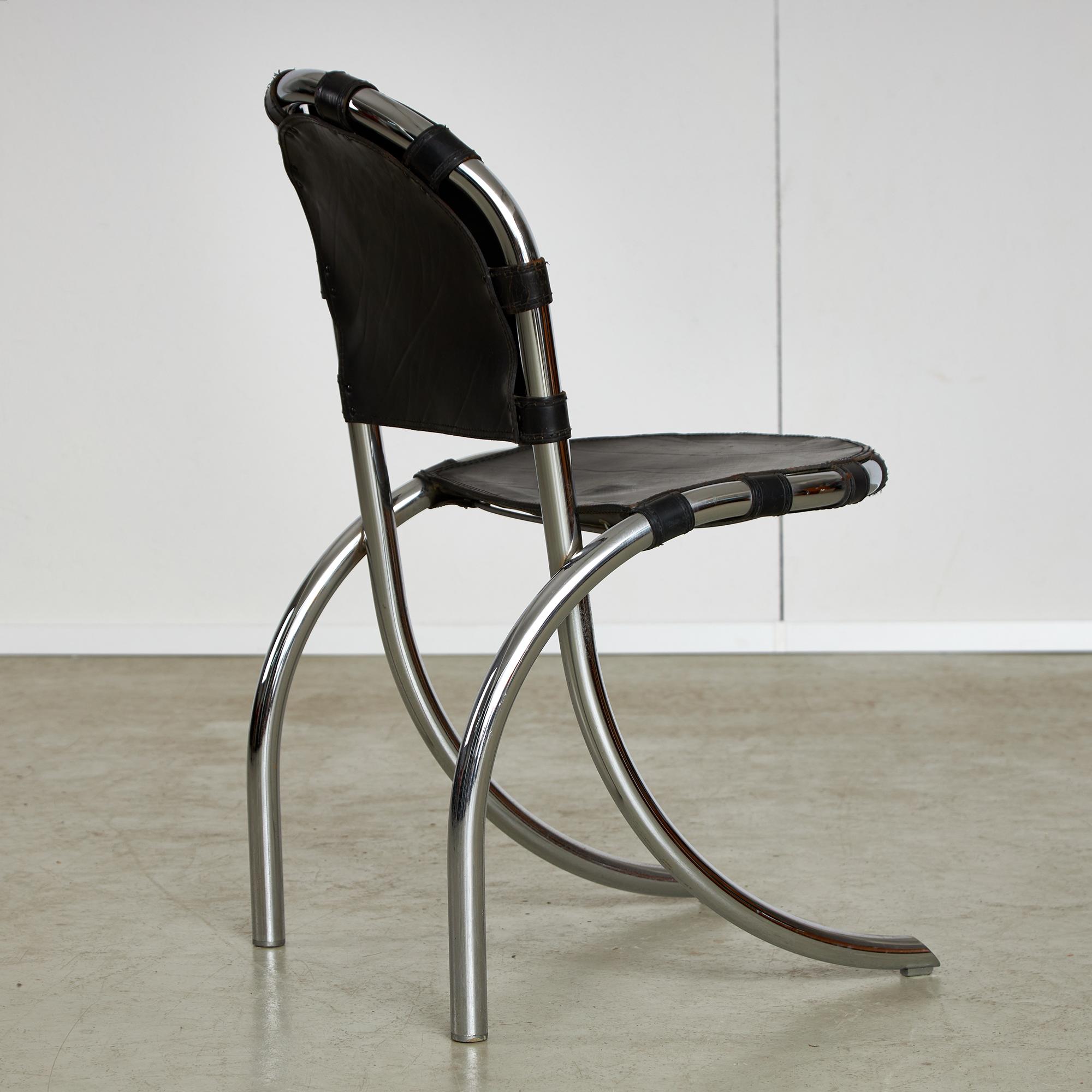 Chrome and Leather Medusa Chair Set by Alberto Bazzani, Studio Tetrarch, 1970s For Sale 1