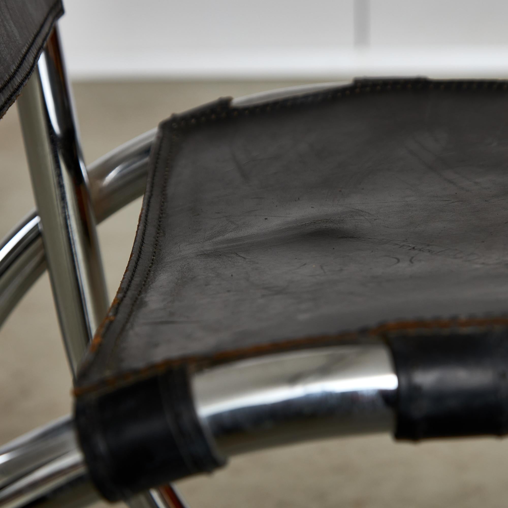 Chrome and Leather Medusa Chair Set by Alberto Bazzani, Studio Tetrarch, 1970s For Sale 3