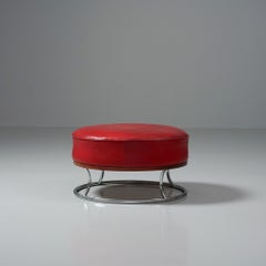 Pouf en chrome et cuir, Pauli Blomstedt, J.Merivaara Oy, années 1930