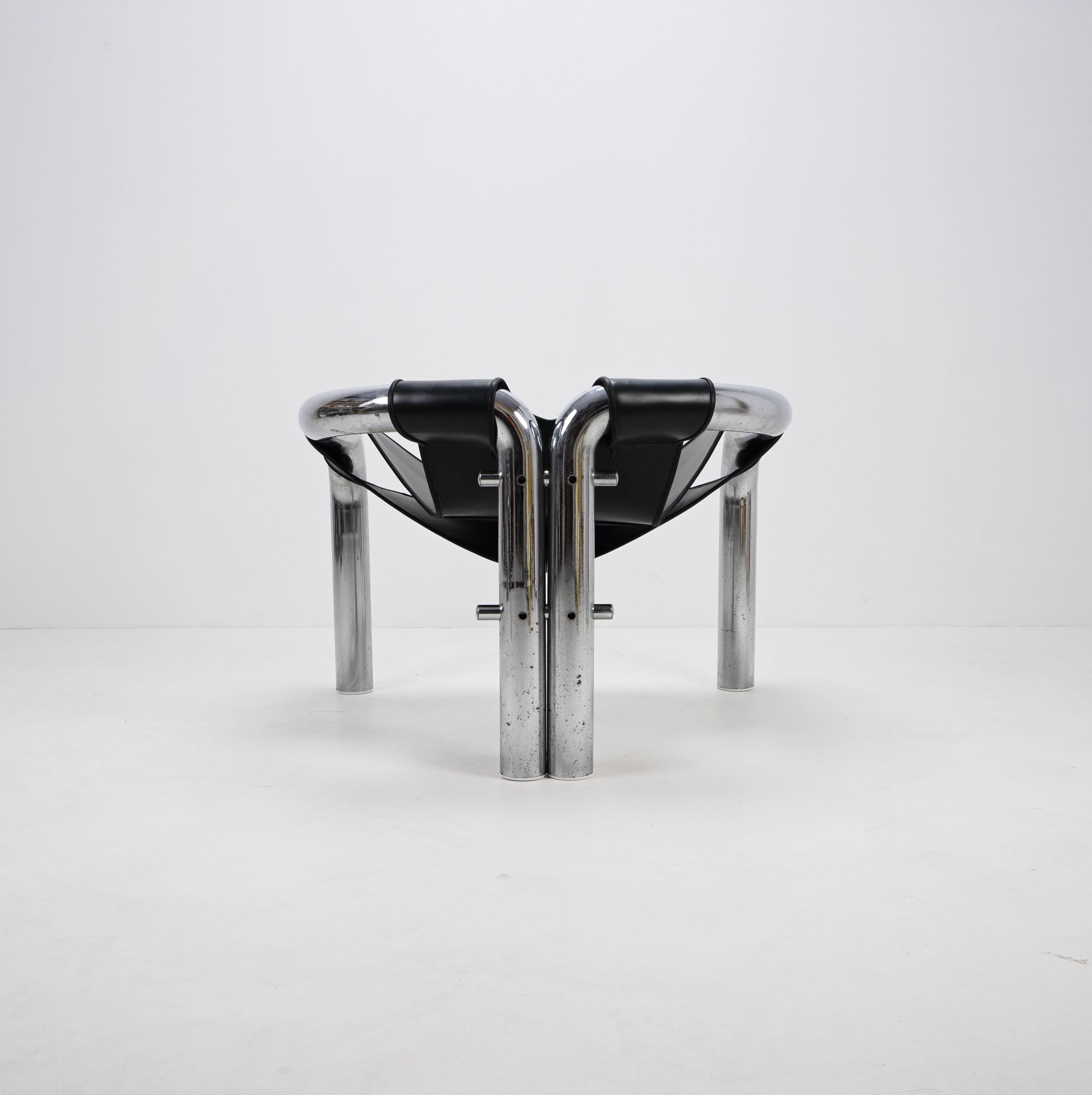 Post-Modern Chrome and Leather 'Palo Alto' Chair by Byron Botker c.1970