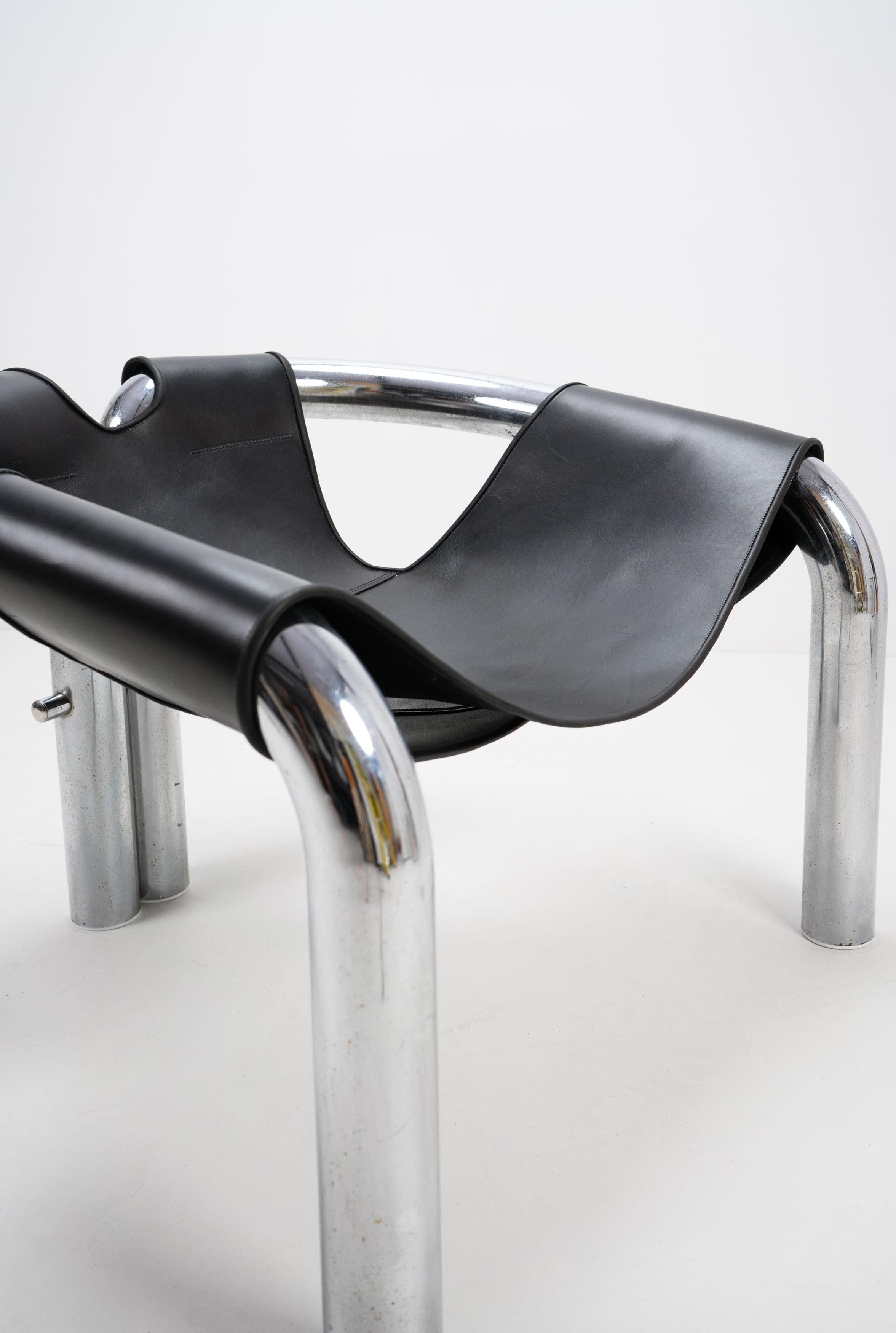Late 20th Century Chrome and Leather 'Palo Alto' Chair by Byron Botker c.1970