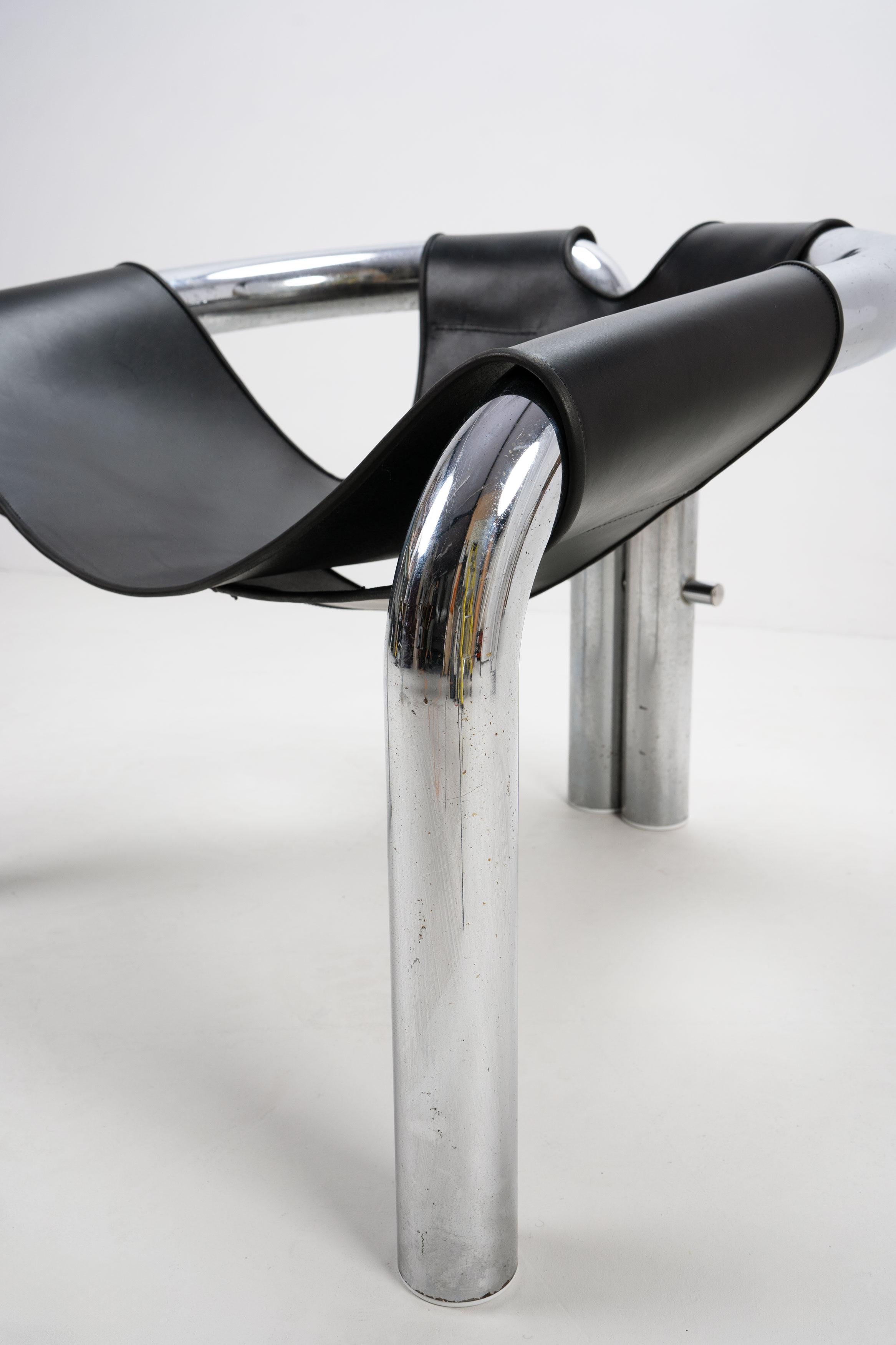 Steel Chrome and Leather 'Palo Alto' Chair by Byron Botker c.1970