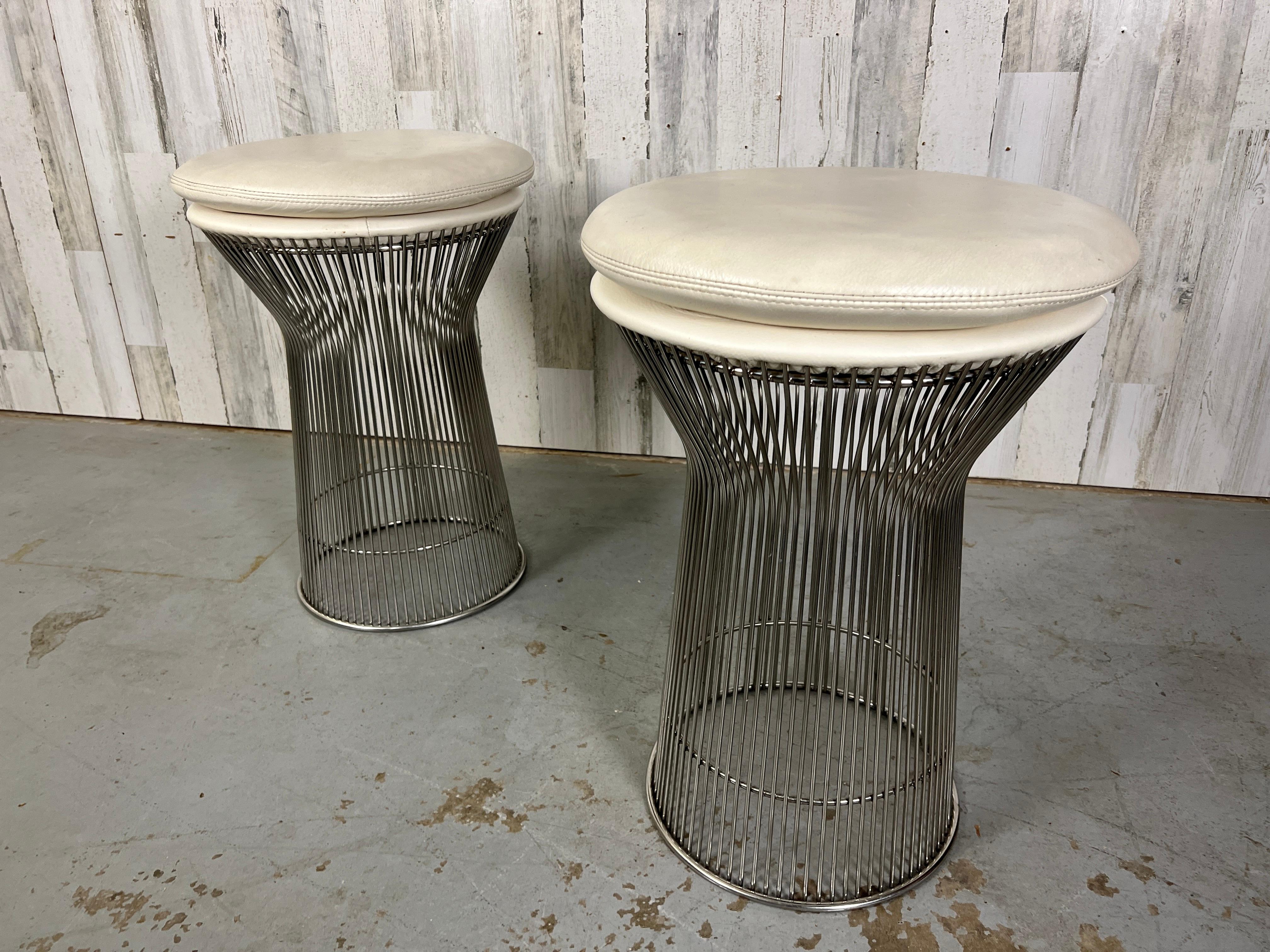 Chrome and Leather Platner style Stools For Sale 4