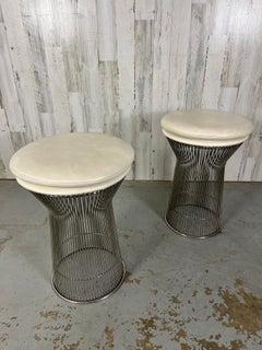 Chrome and Leather Platner style Stools