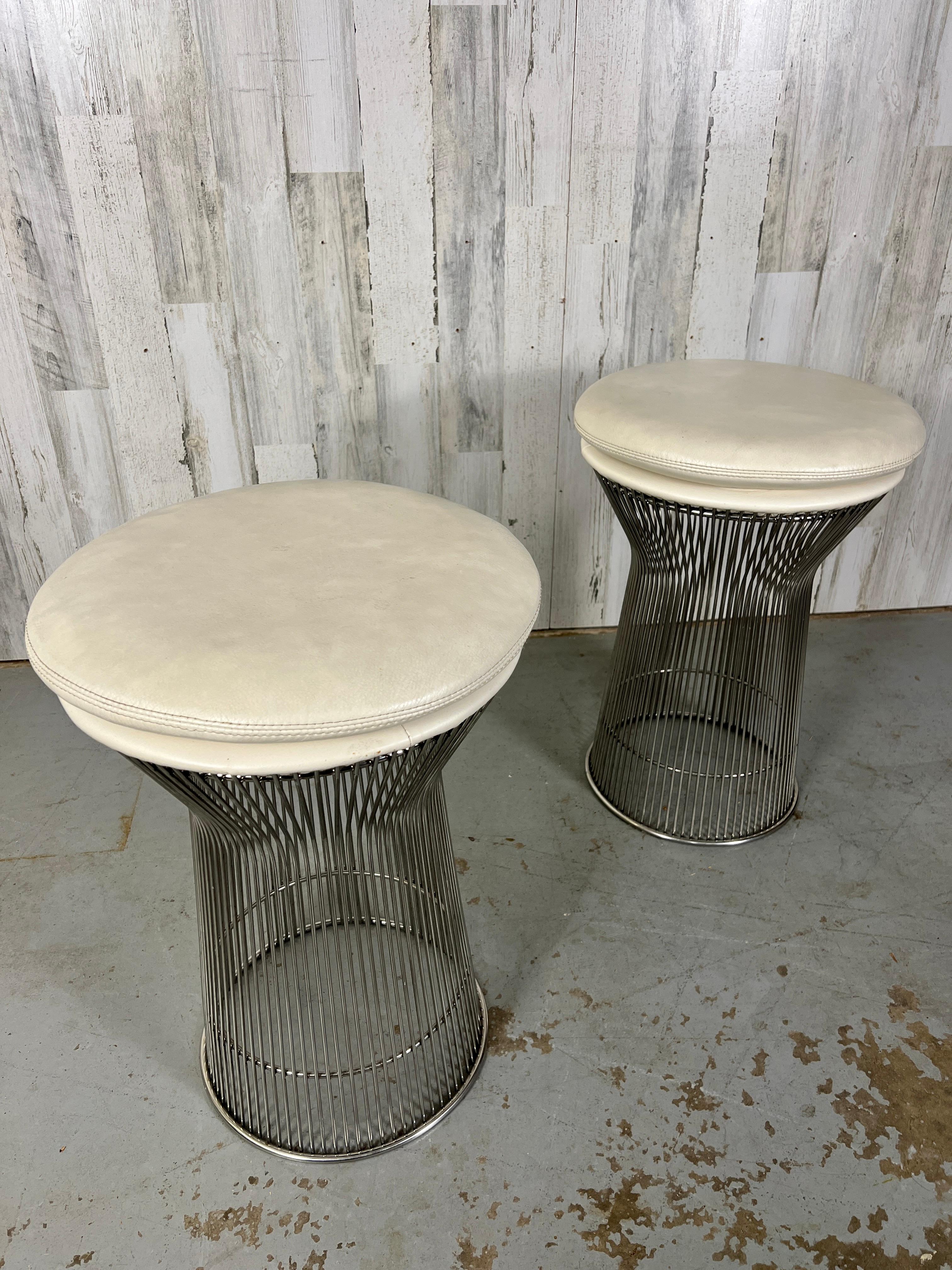 20th Century Chrome and Leather Platner style Stools For Sale