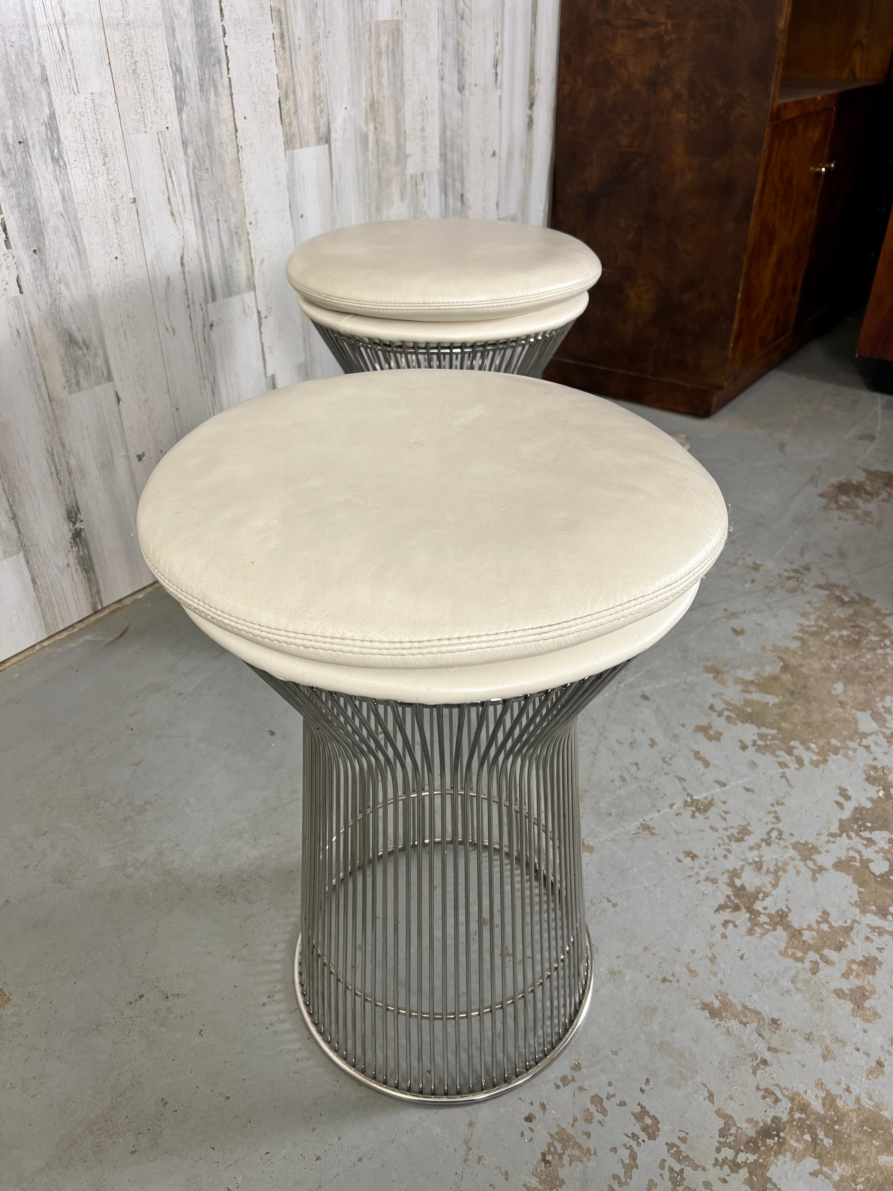 Chrome and Leather Platner style Stools For Sale 2