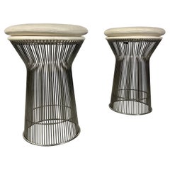 Sgabelli in stile Platner in pelle e cromo