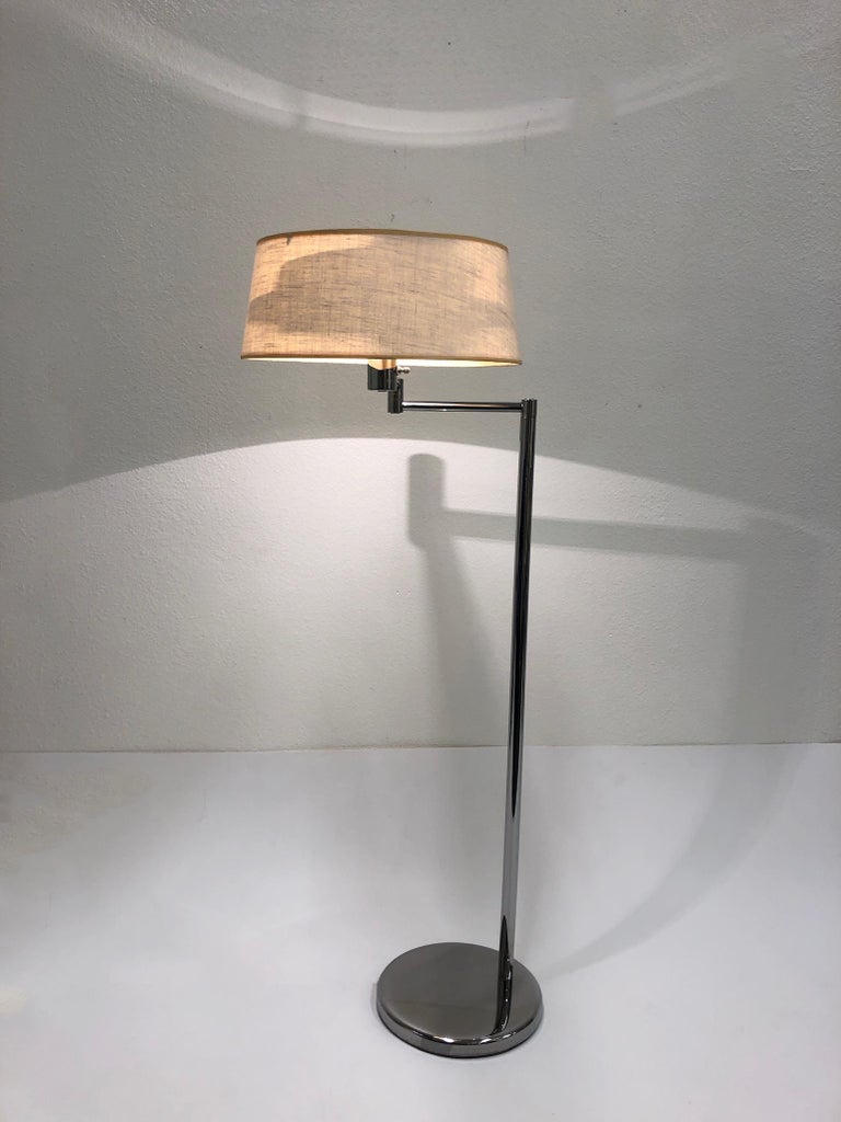 Chrome and Linen Adjustable Floor Lamp by Nessen For Sale at 1stDibs |  nessen floor lamp