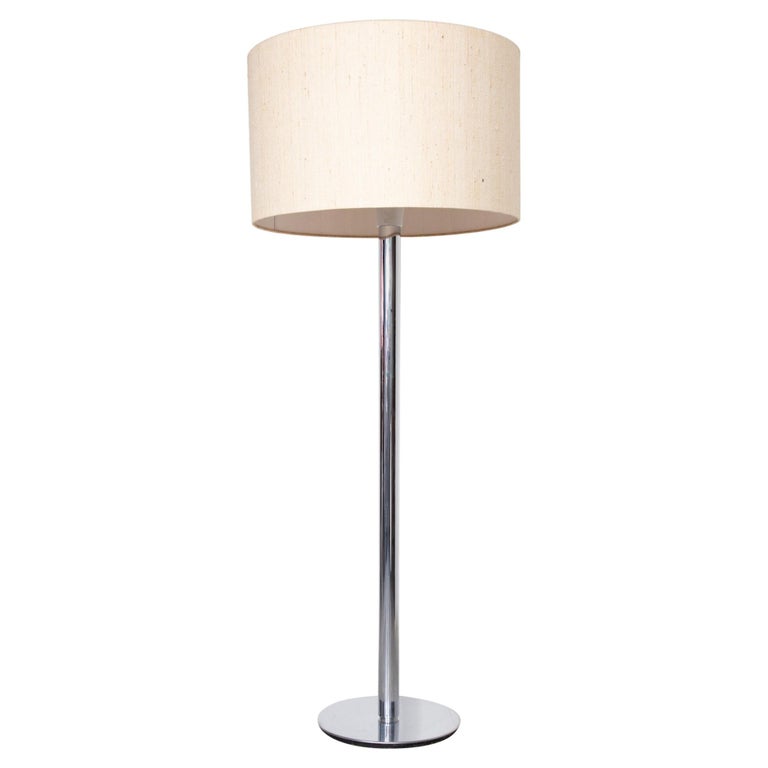 Chrome and Linen Floor Lamp Staff Leuchten, Germany For Sale at 1stDibs