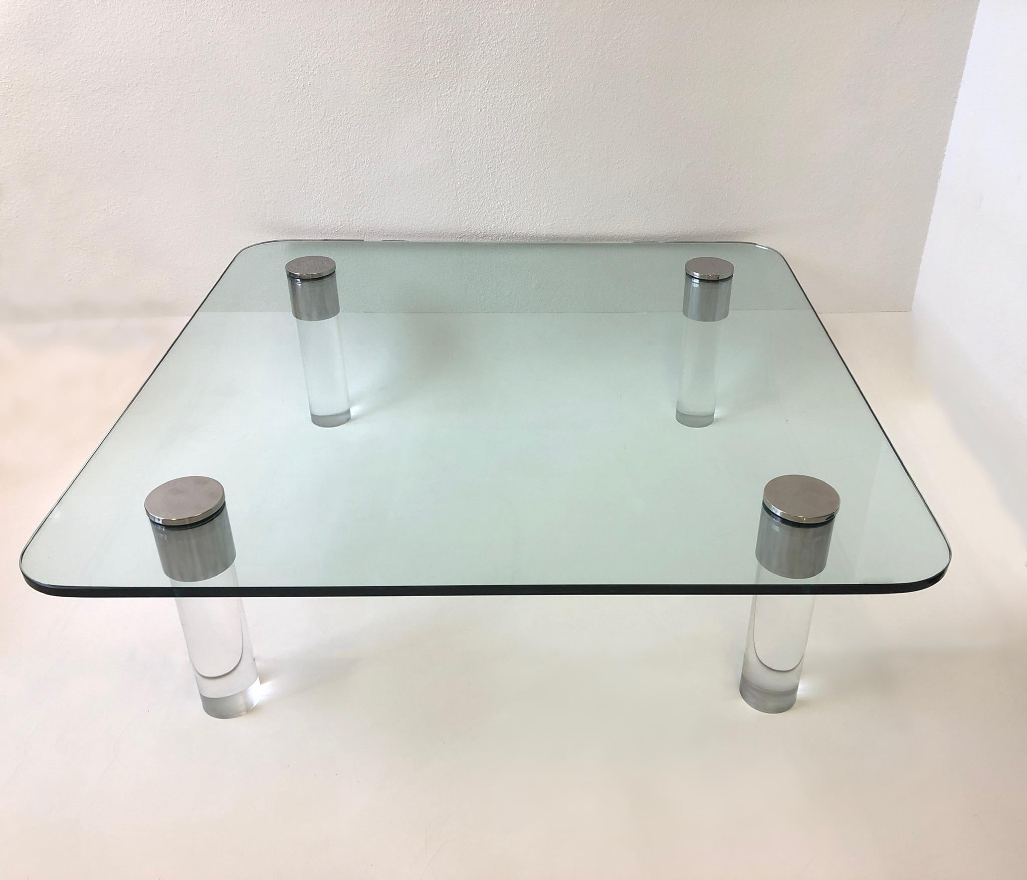 Chrome and Lucite Cocktail Table by Pace Collection In Good Condition For Sale In Palm Springs, CA