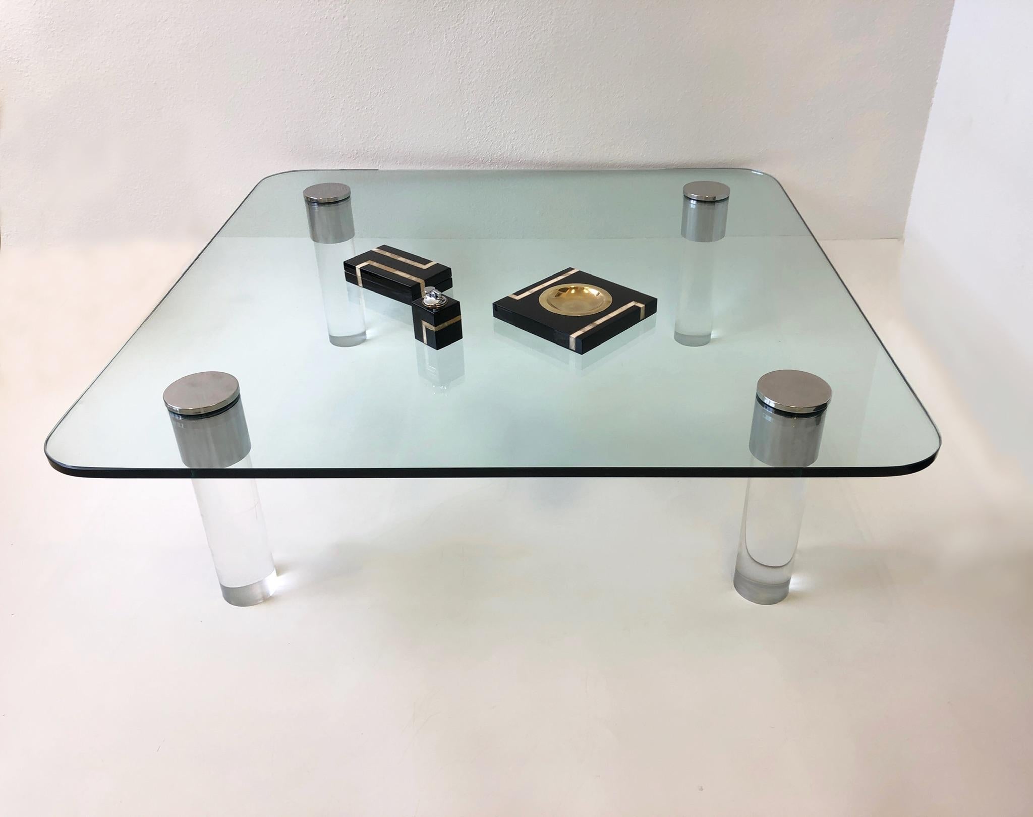Late 20th Century Chrome and Lucite Cocktail Table by Pace Collection For Sale