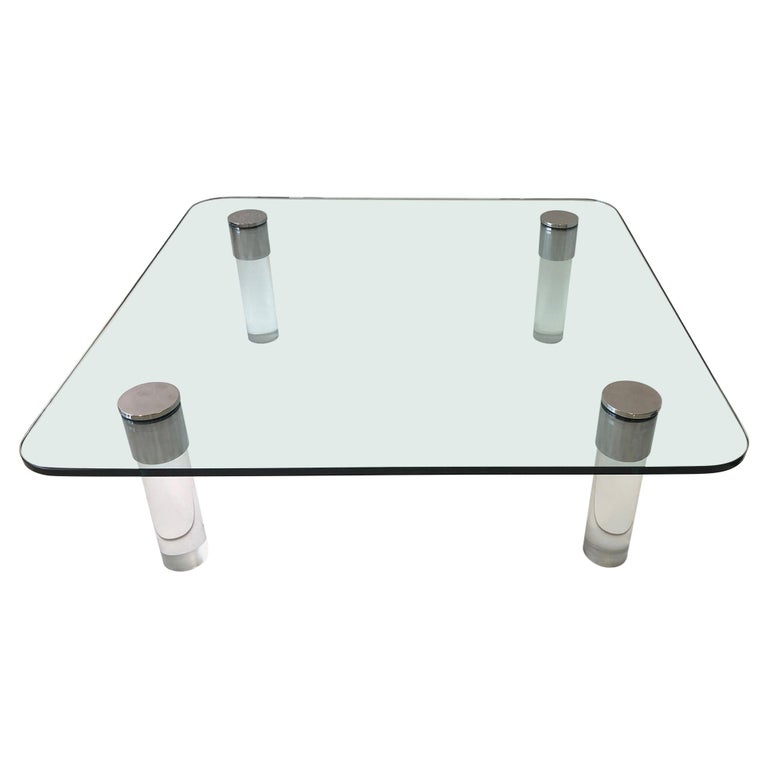 Chrome and Lucite Cocktail Table by Pace Collection For Sale