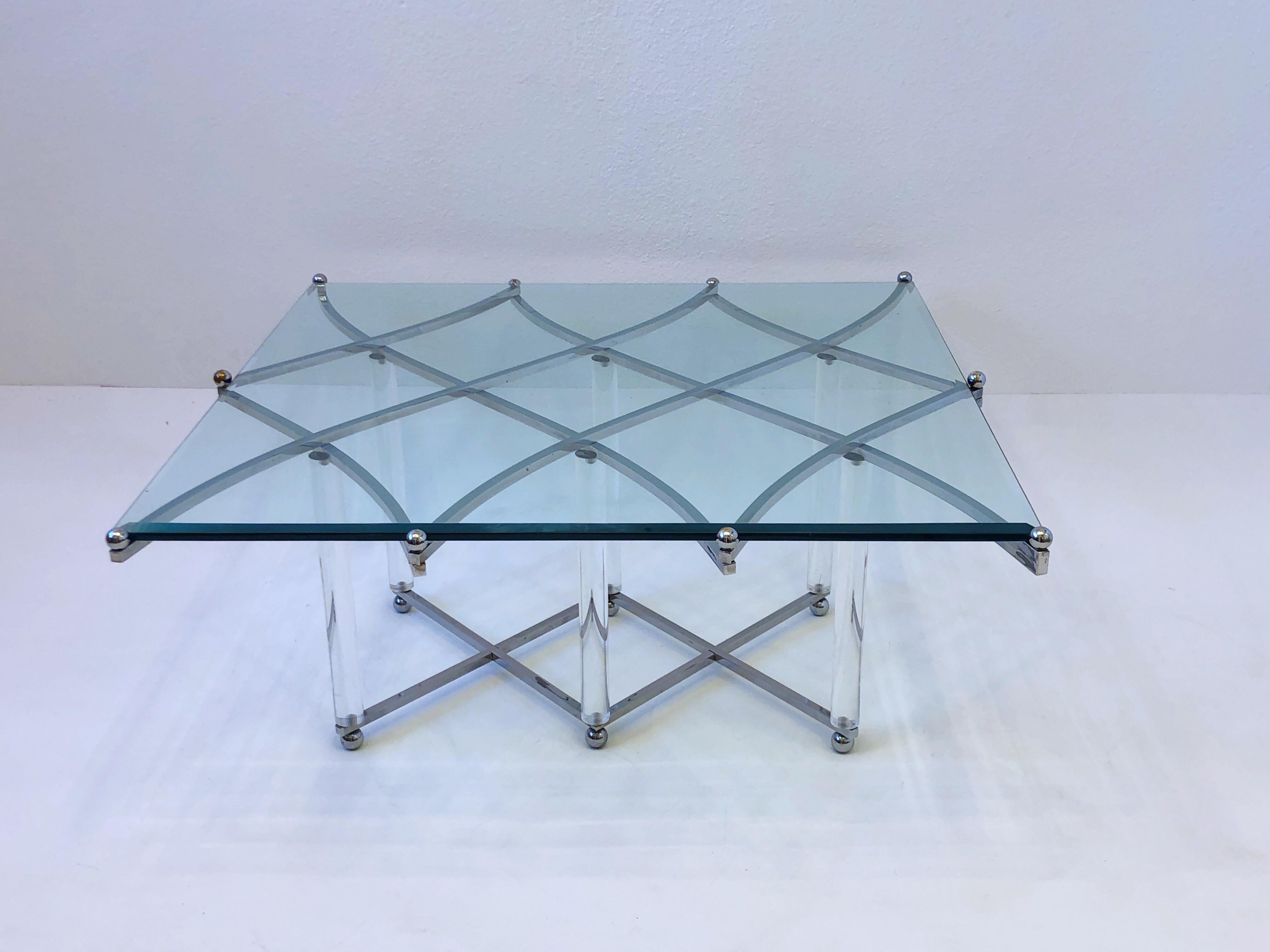 Chrome and Lucite Coffee Table by Charles Hollis Jones  1