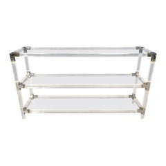 Chrome and lucite console table, 1970s