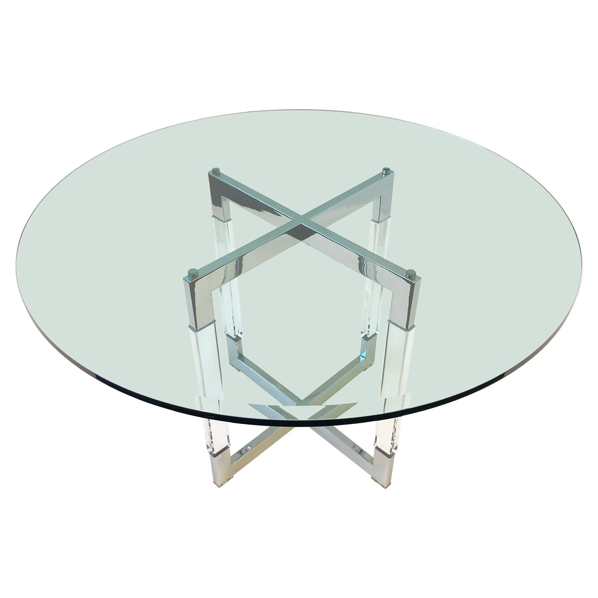 Chrome and Lucite Dining Table by Charles Hollis Jones at 1stDibs