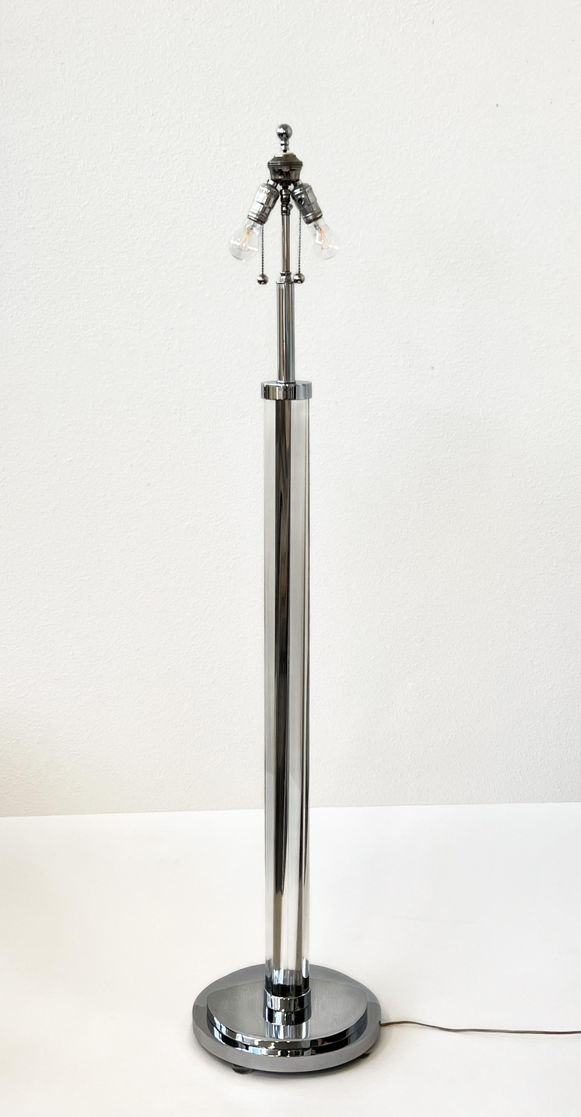 Modern Chrome and Lucite Floor Lamp by Charles Hollis Jones For Sale