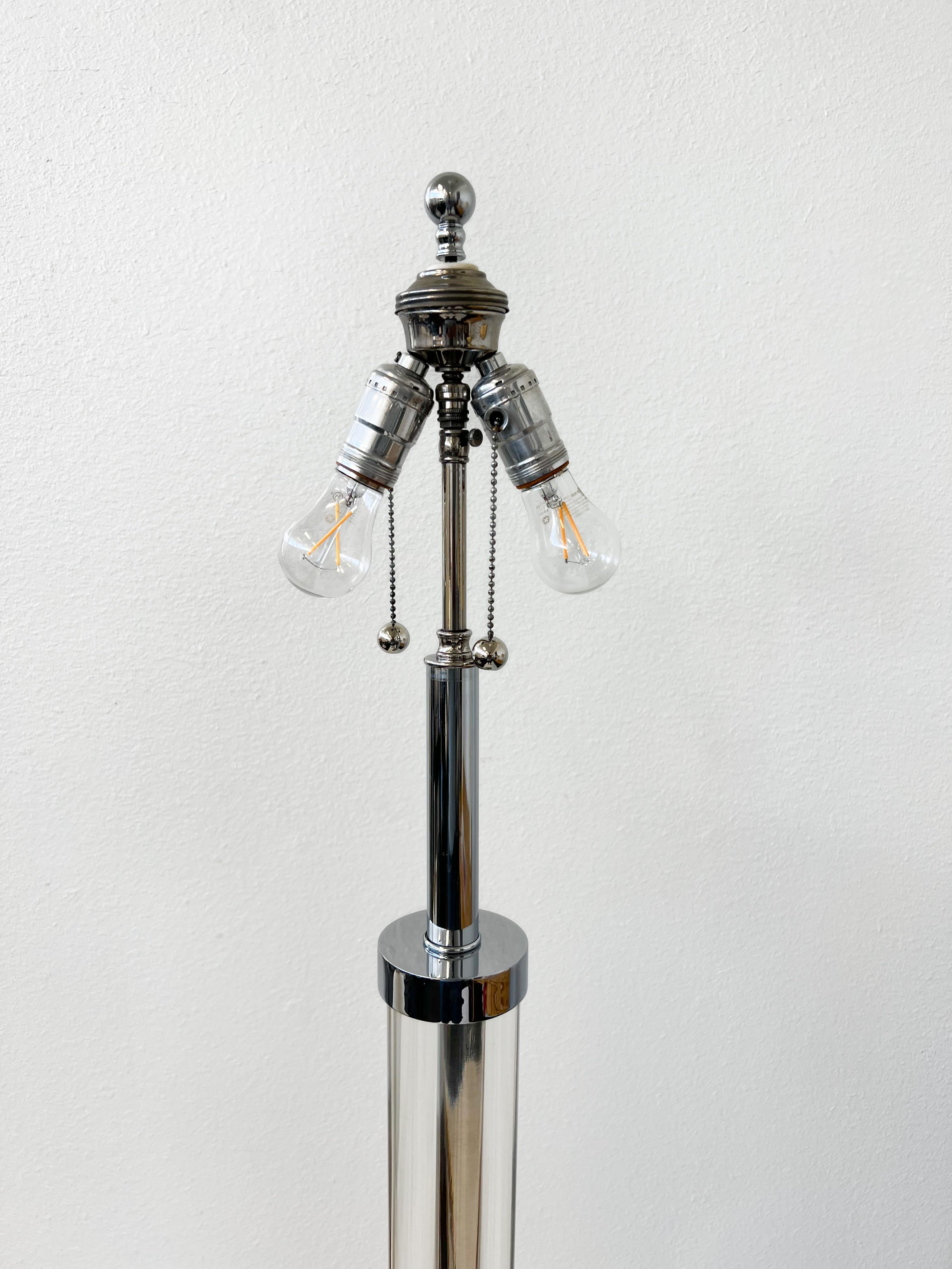 American Chrome and Lucite Floor Lamp by Charles Hollis Jones For Sale