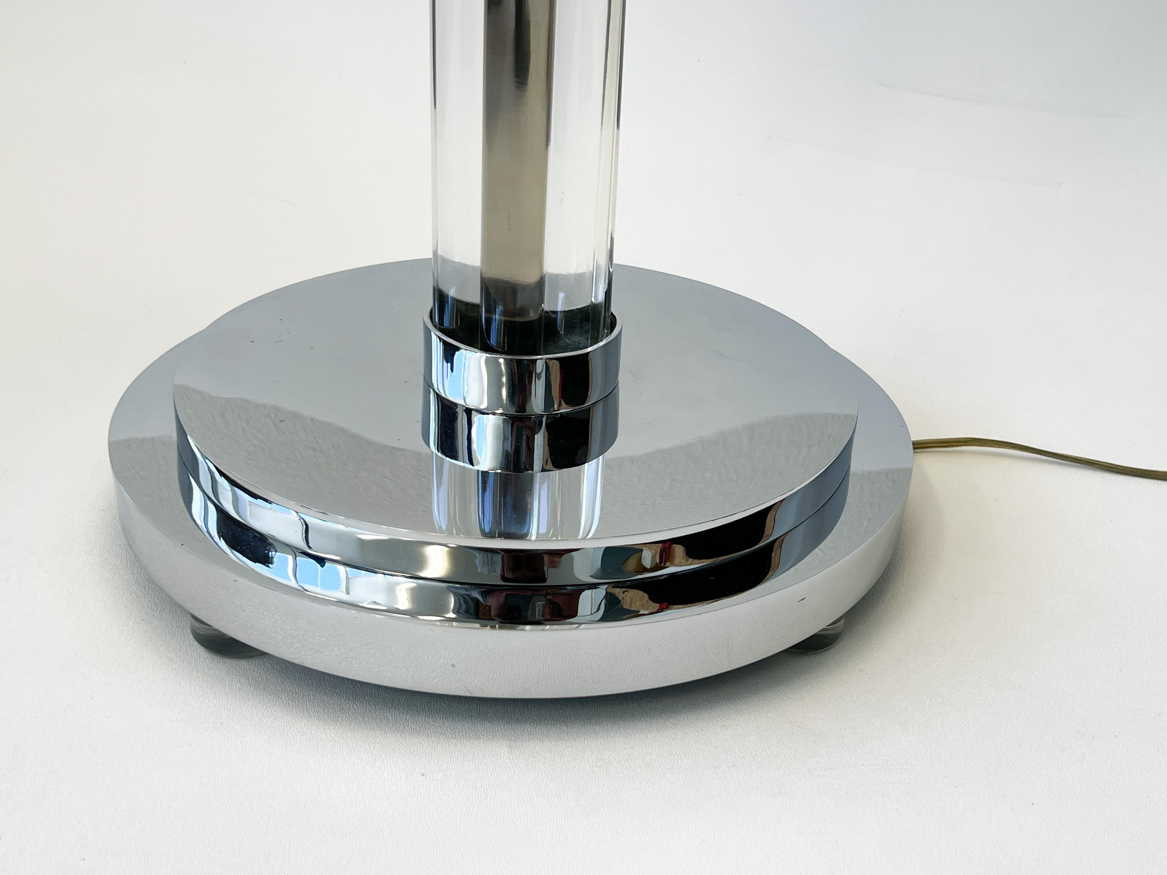 Hand-Crafted Chrome and Lucite Floor Lamp by Charles Hollis Jones For Sale