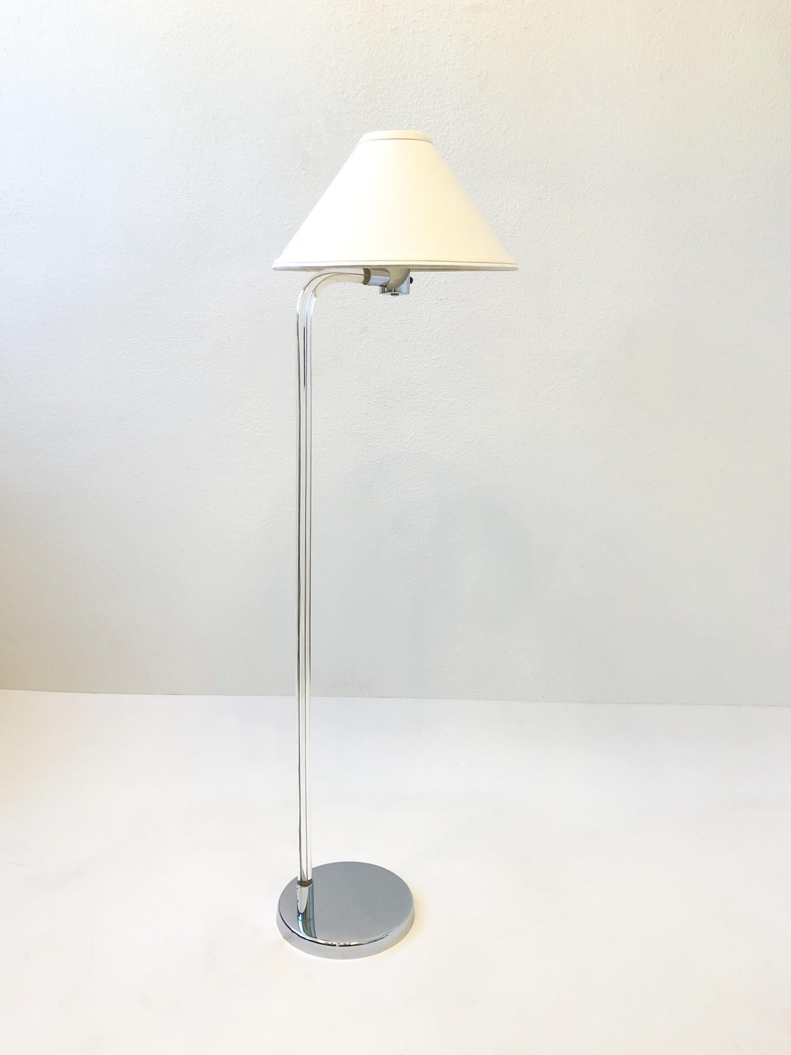 Chrome and Lucite Floor Lamp by Peter Hamburger In Good Condition For Sale In Palm Springs, CA