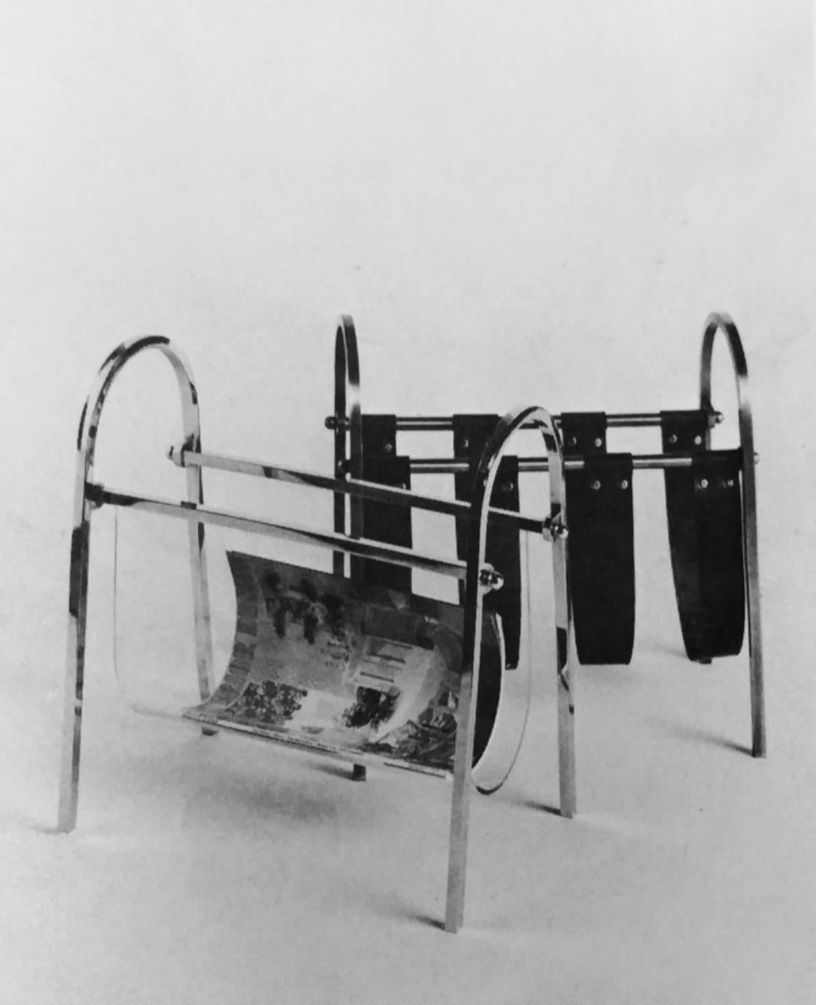 Portariviste in cromo e lucite di Charles Hollis Jones in vendita 1