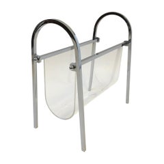 Chrome and Lucite Magazine Holder by Charles Hollis Jones