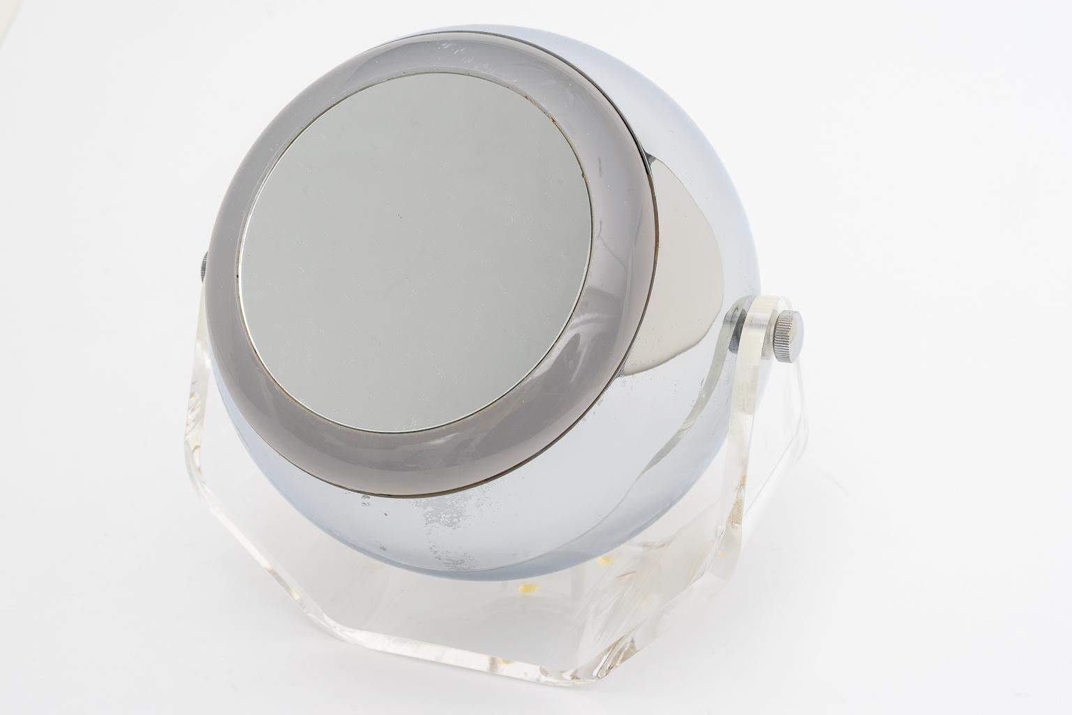 Chrome and Lucite Magnification Mirror In Good Condition In West Palm Beach, FL