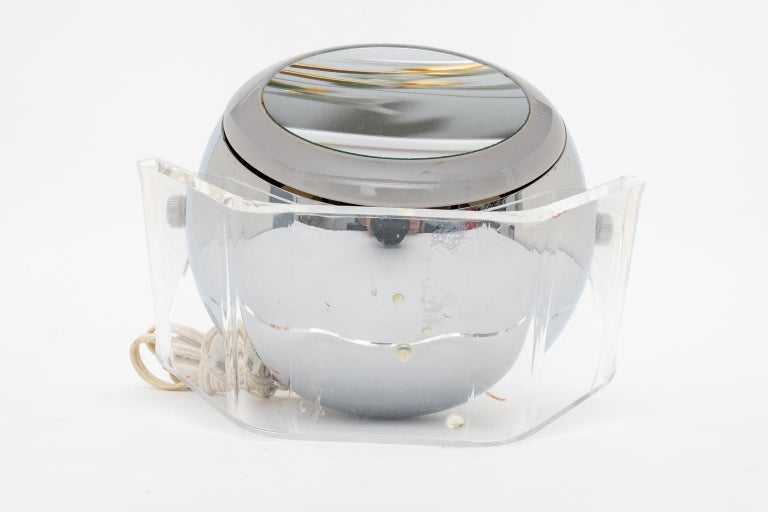 Chrome and Lucite Magnification Mirror at 1stDibs