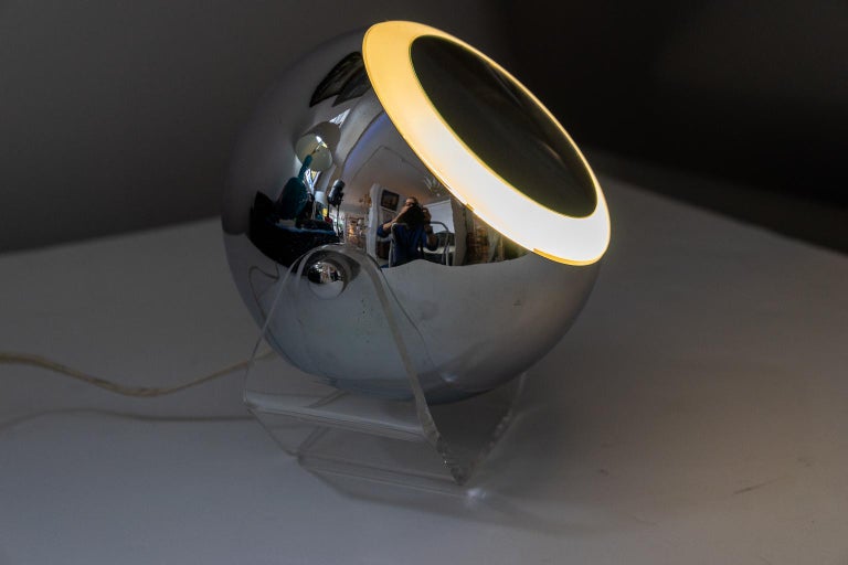 Chrome and Lucite Magnification Mirror at 1stDibs