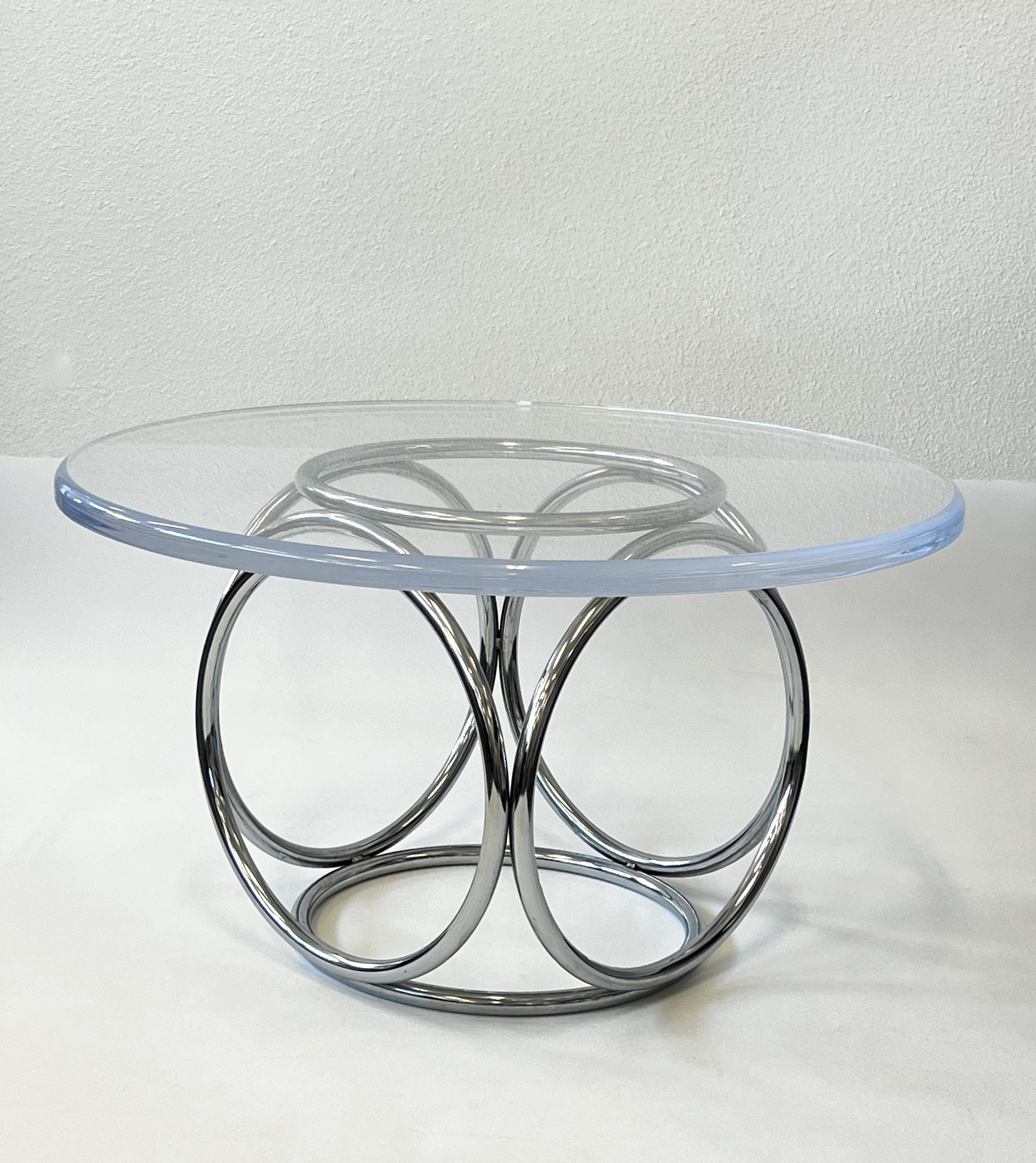 Mesa Cocktail Mod Cromo y Lucite Atribuida a Paul Tuttle Hecho a mano en venta