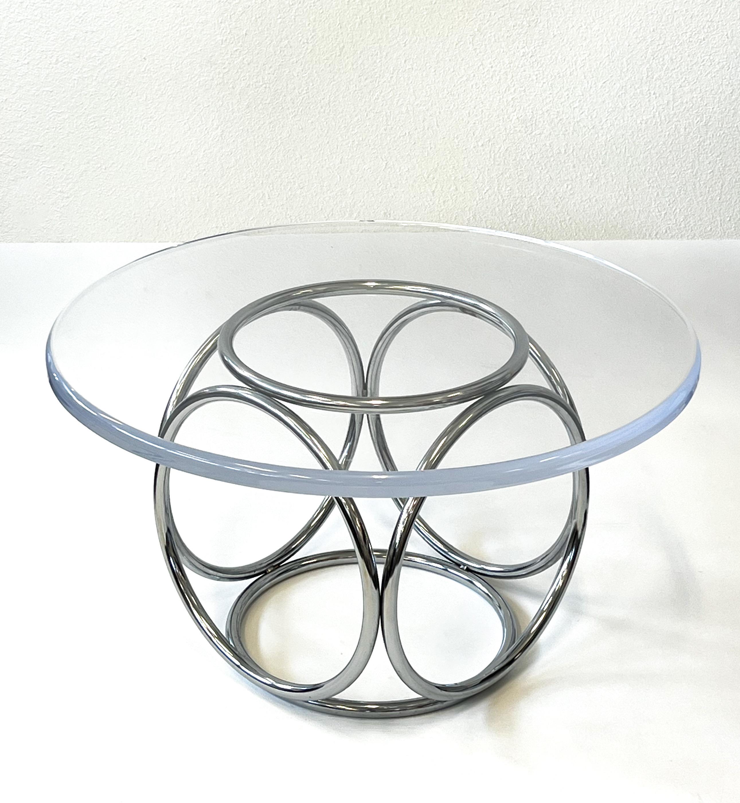 Mesa Cocktail Mod Cromo y Lucite Atribuida a Paul Tuttle en Bueno estado para la venta en Palm Springs, CA