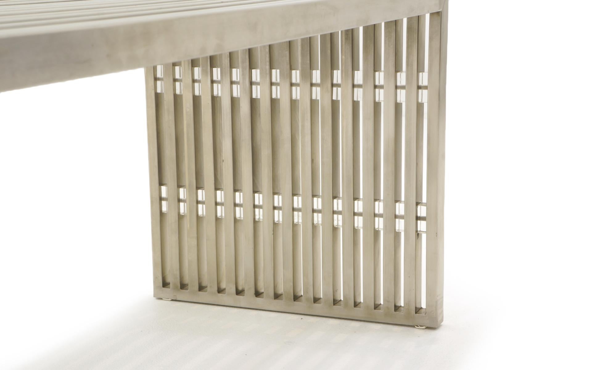 American Chrome and Lucite Slat Bench Attributed to Milo Baughman