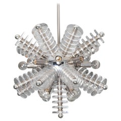 Chrome and Lucite Sputnik Chandelier with Lucite Disk Details