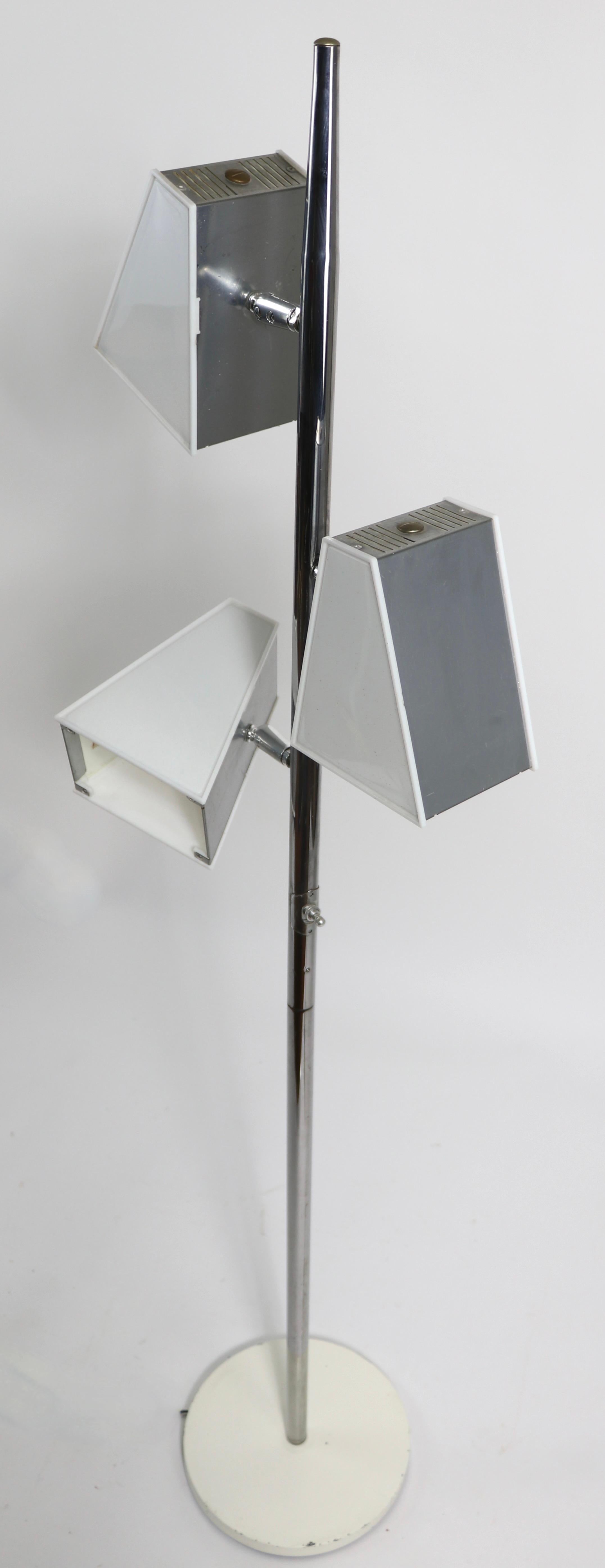 Chrome and Lucite Three Light Pole Lamp Att. to Thurston For Sale 6