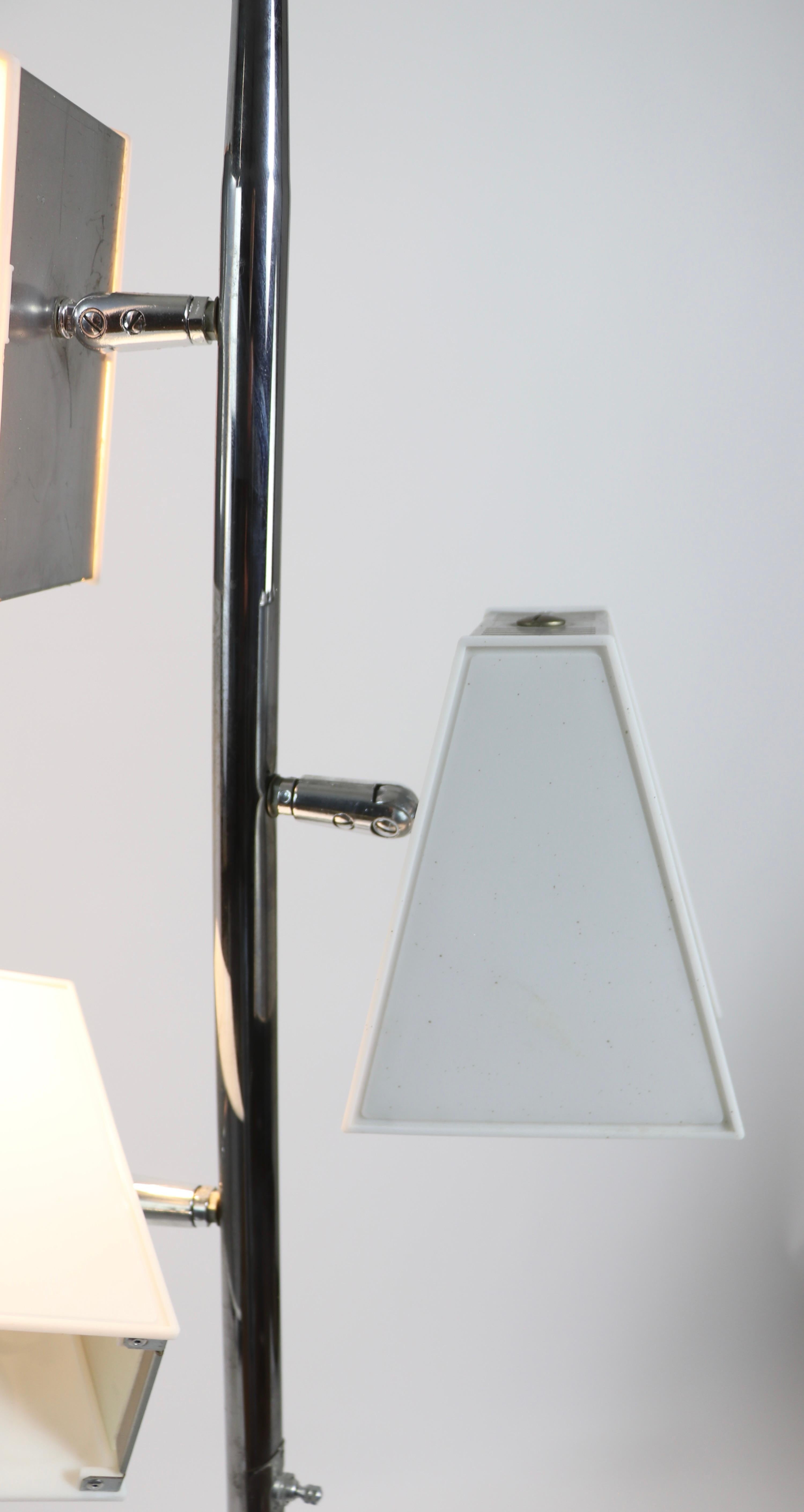 Chrome and Lucite Three Light Pole Lamp Att. to Thurston For Sale 7