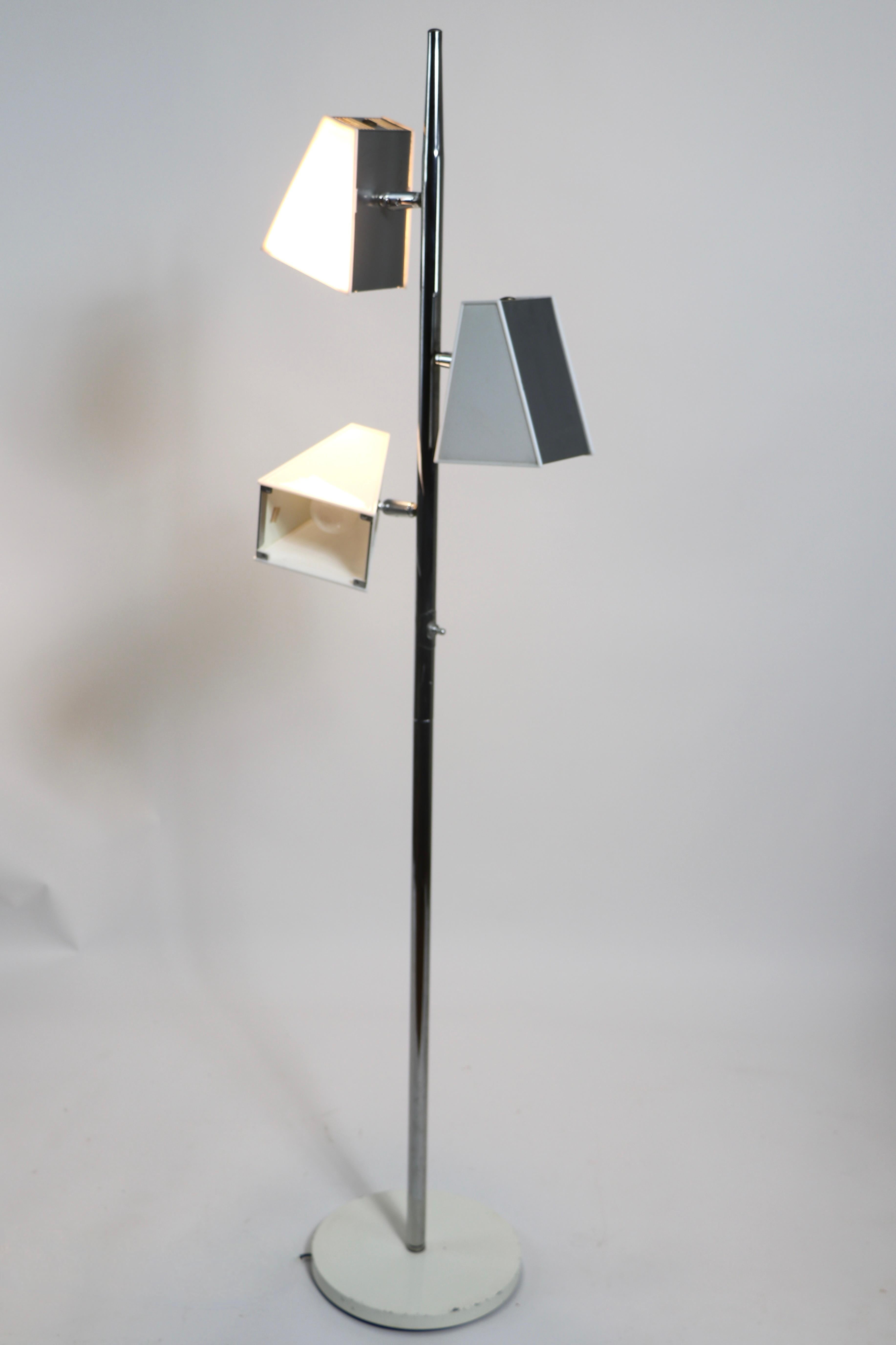 Chrome and Lucite Three Light Pole Lamp Att. to Thurston For Sale 8