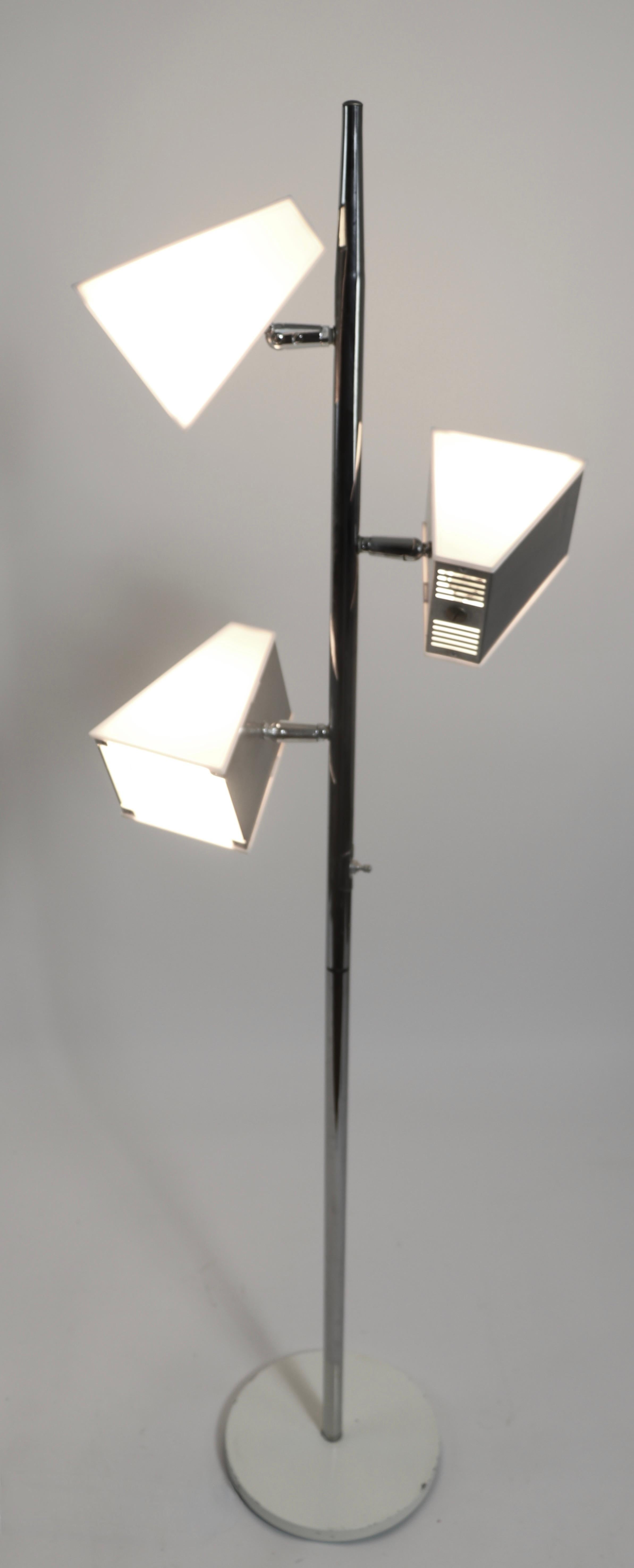Chrome and Lucite Three Light Pole Lamp Att. to Thurston For Sale 2