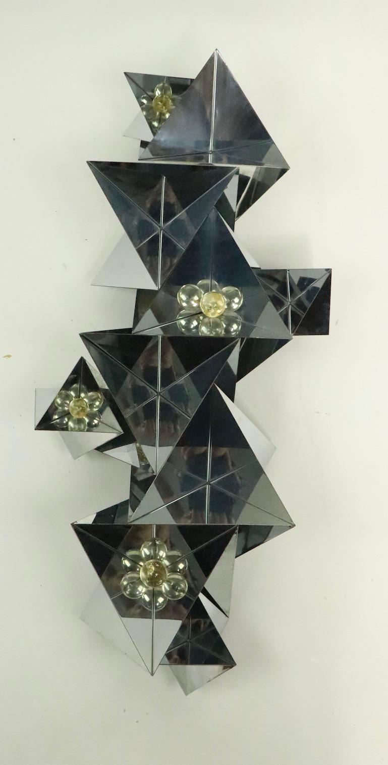 Chrome and Lucite Wall Mount Sculpture attributed to Jere For Sale 5