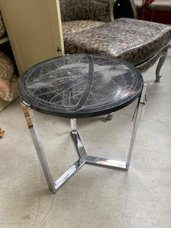 Chrome and Marble Table with Etched Celestial Sphere