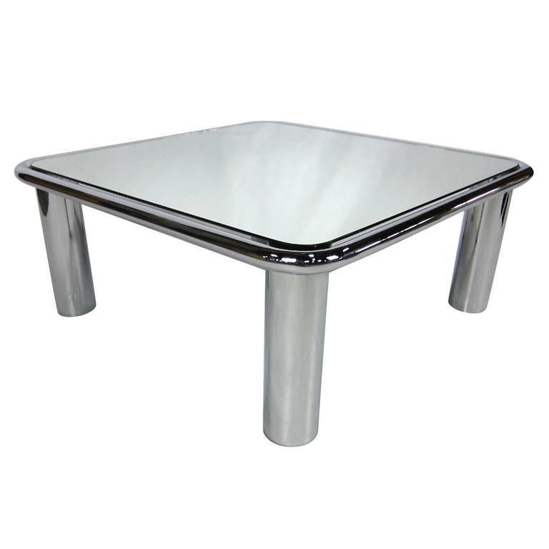 Mid-Century Modern Chrome and Mirror Coffee Table by Gianfranco Frattini for Cassina