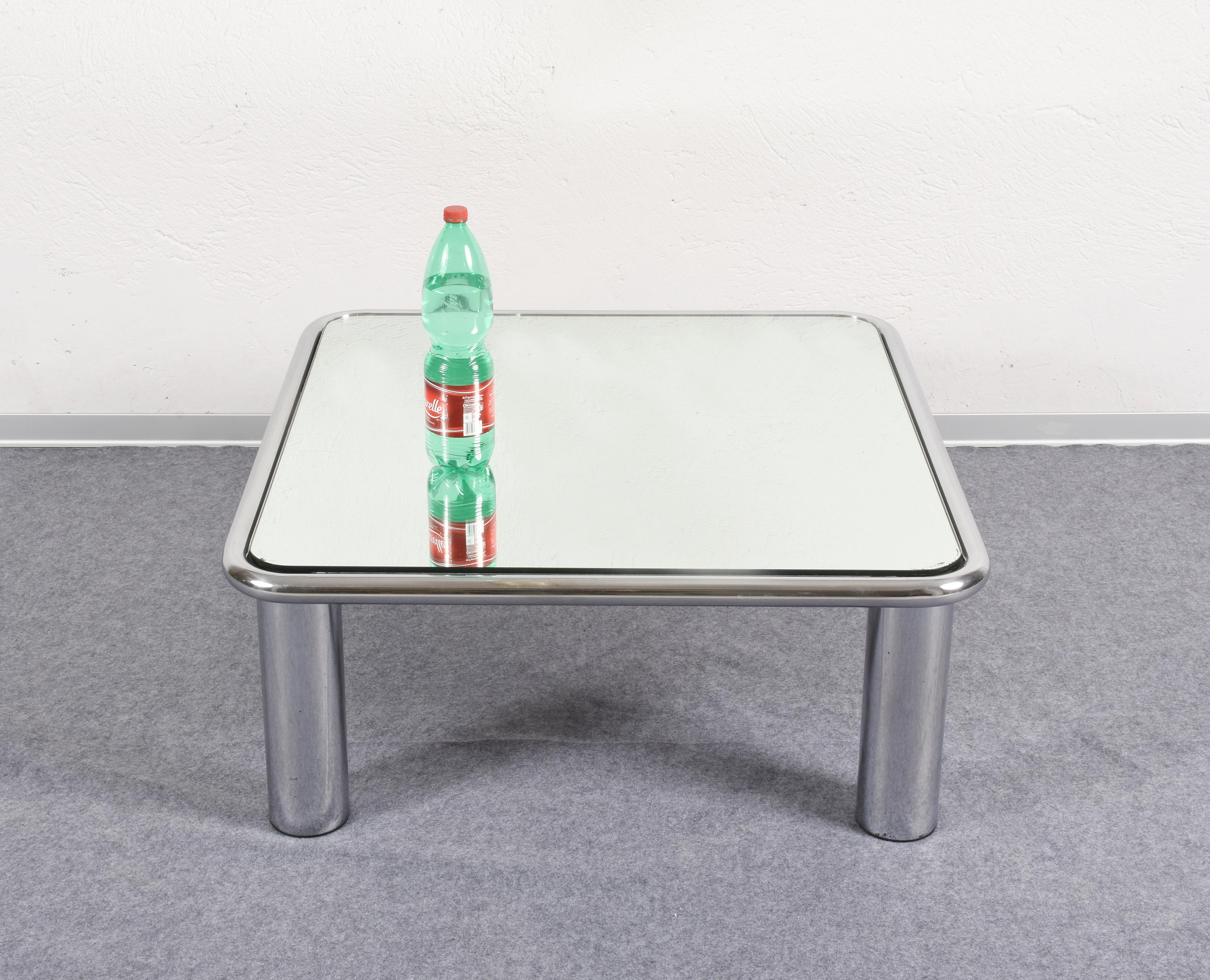 Mid-Century Modern Chrome and Mirror Coffee Table 