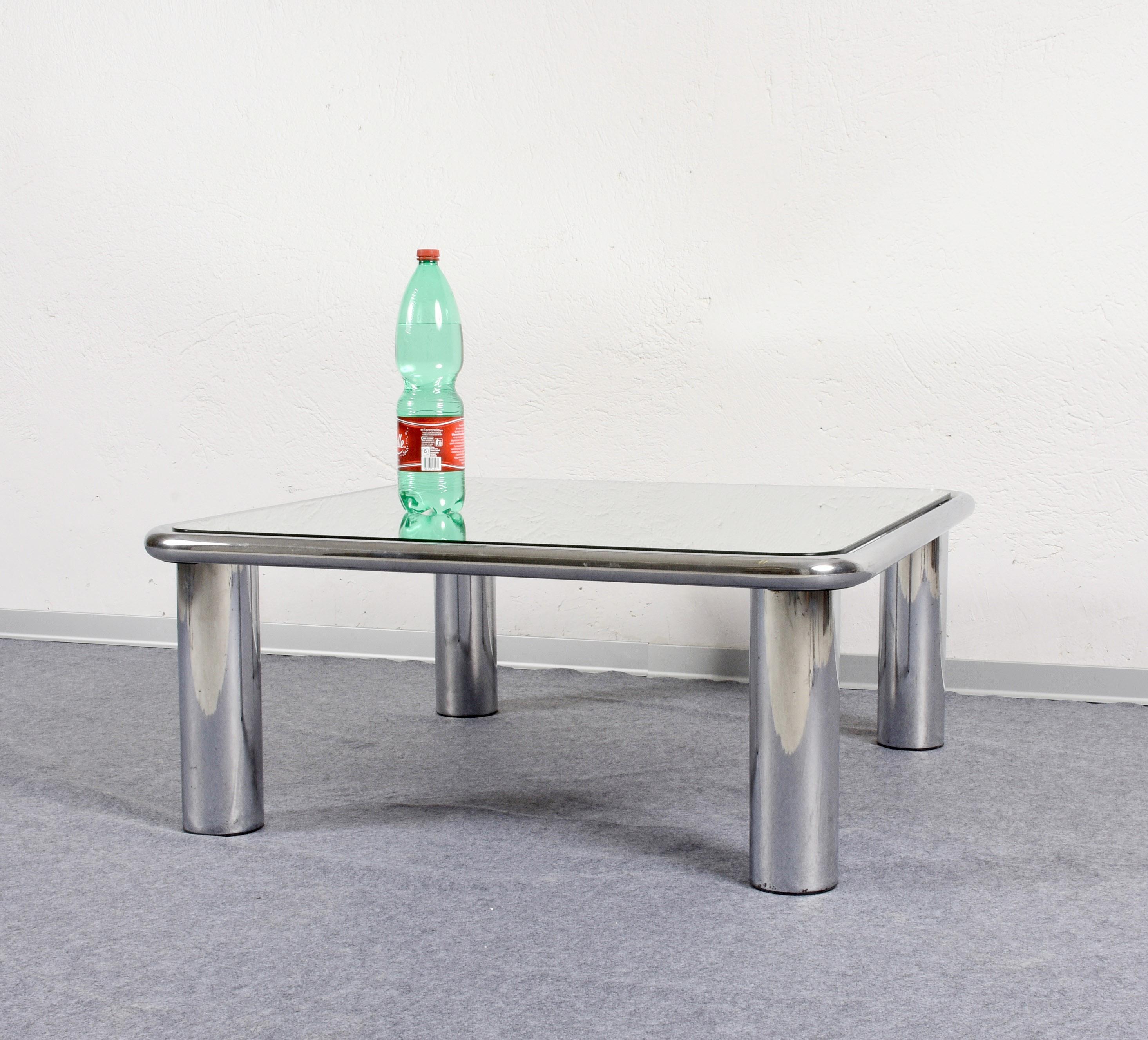 Mid-20th Century Chrome and Mirror Coffee Table 