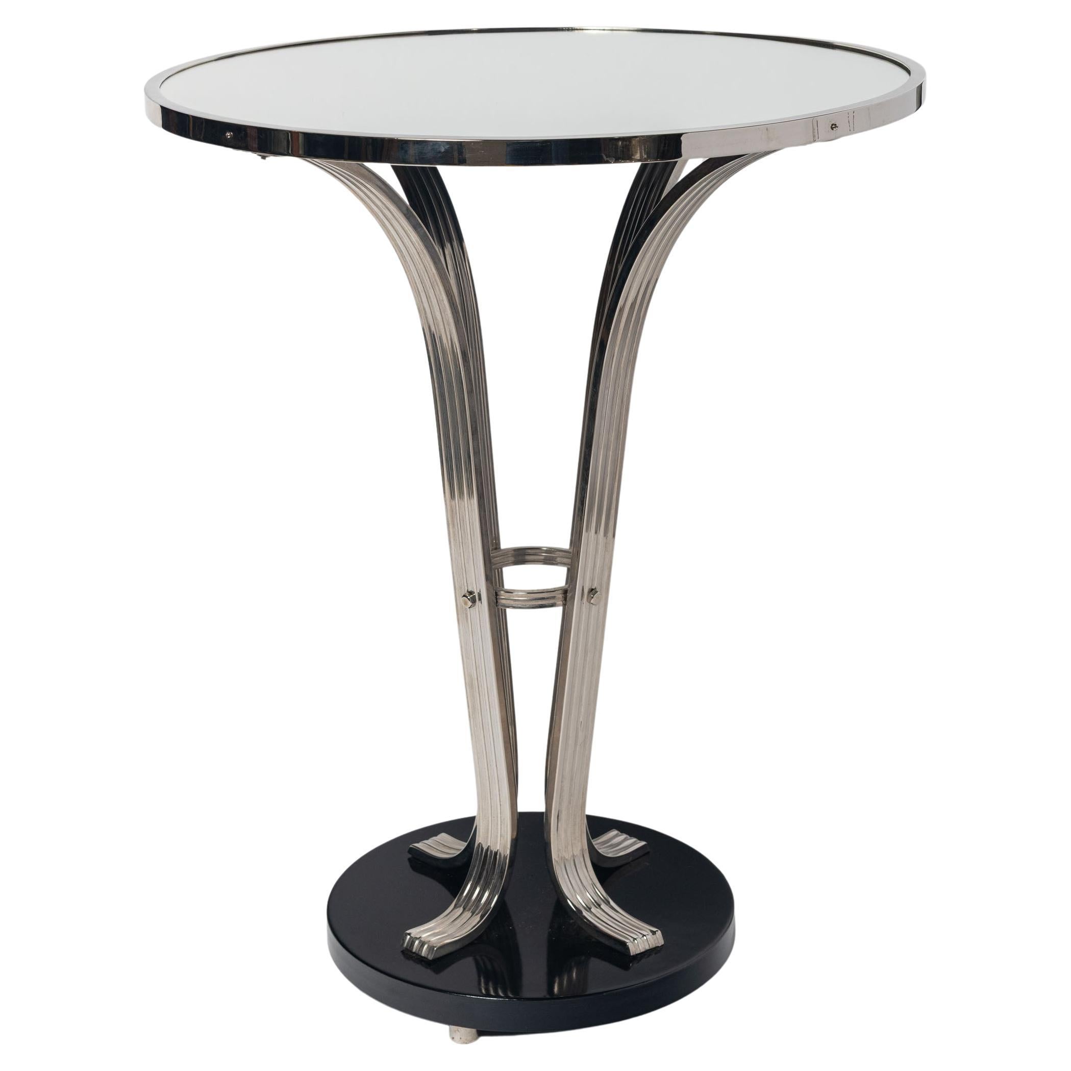 Chrome and mirror side table. France, circa 1940.