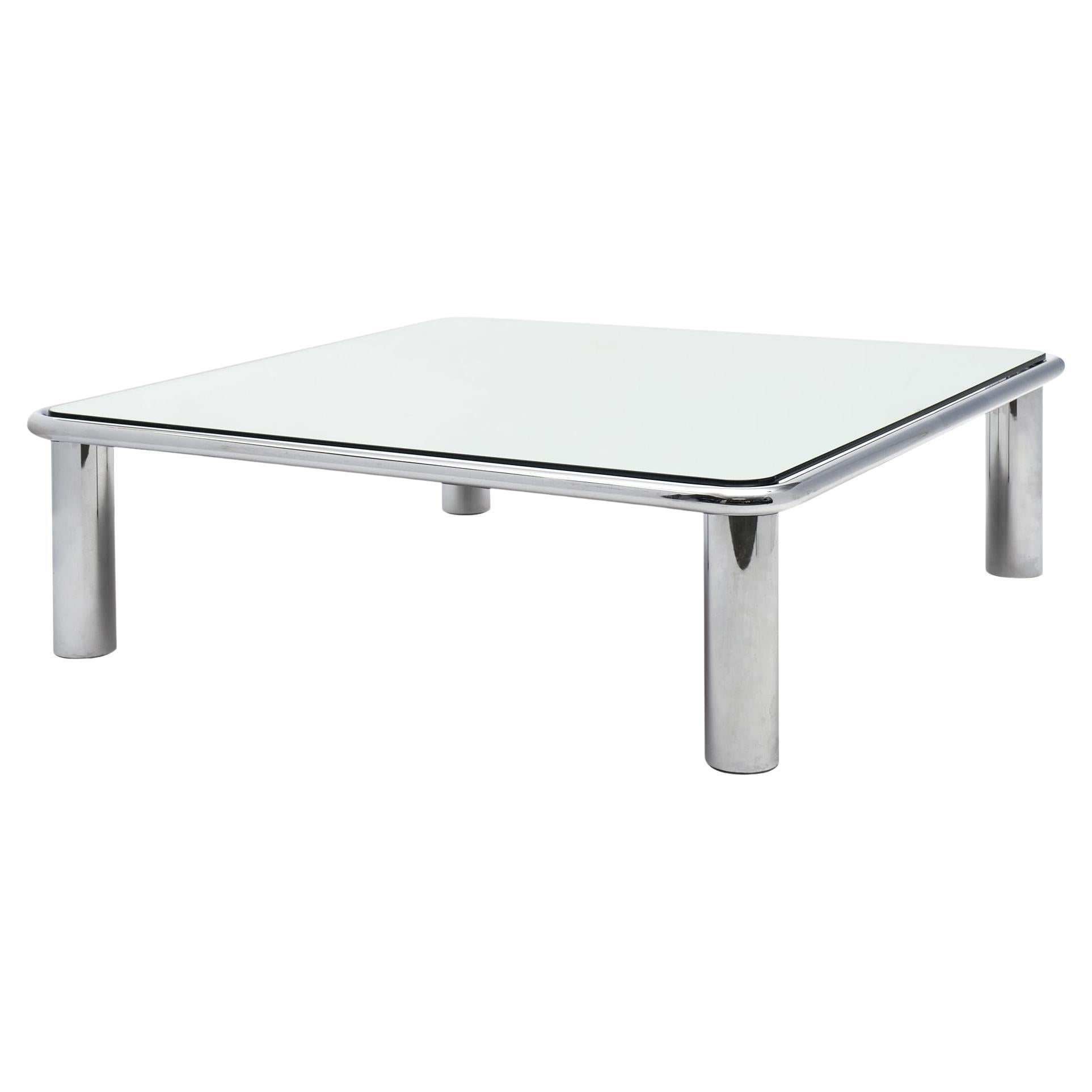 Italian Mirror and Steel Table For Sale at 1stDibs