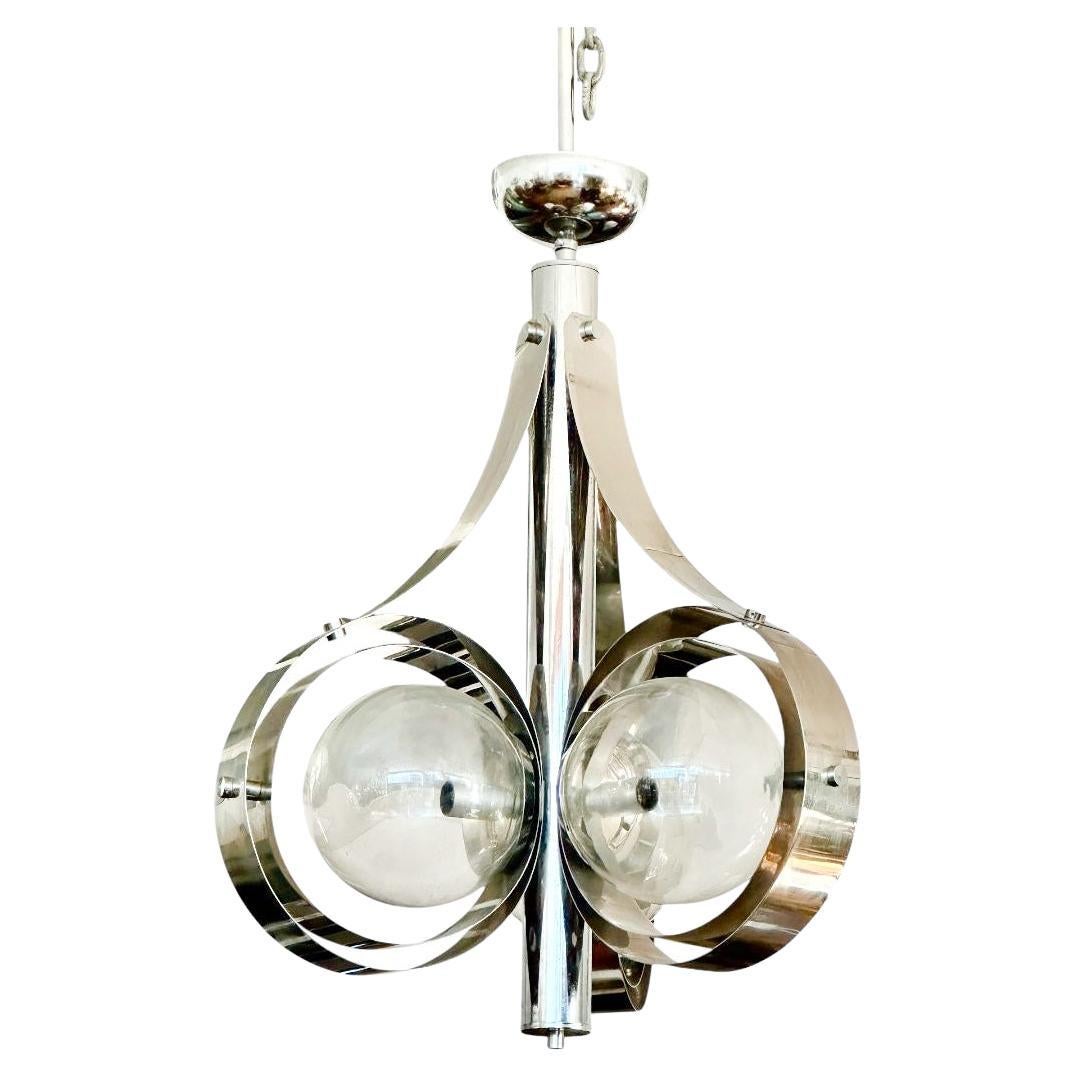 Chrome and Murano Glass chandelier by Mazzega